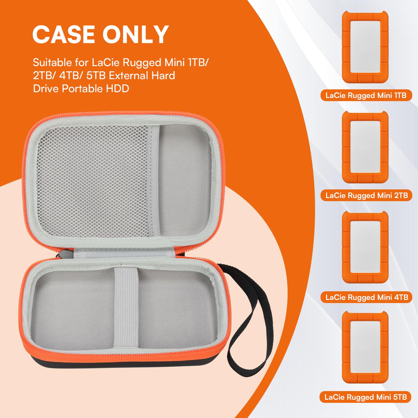 Yussot Case Compatible With Lacie Rugged Mini 1Tb/ 2Tb/ 4Tb/ 5Tb External Hard Drive Portable Hdd, Carring Case Storage Holder F