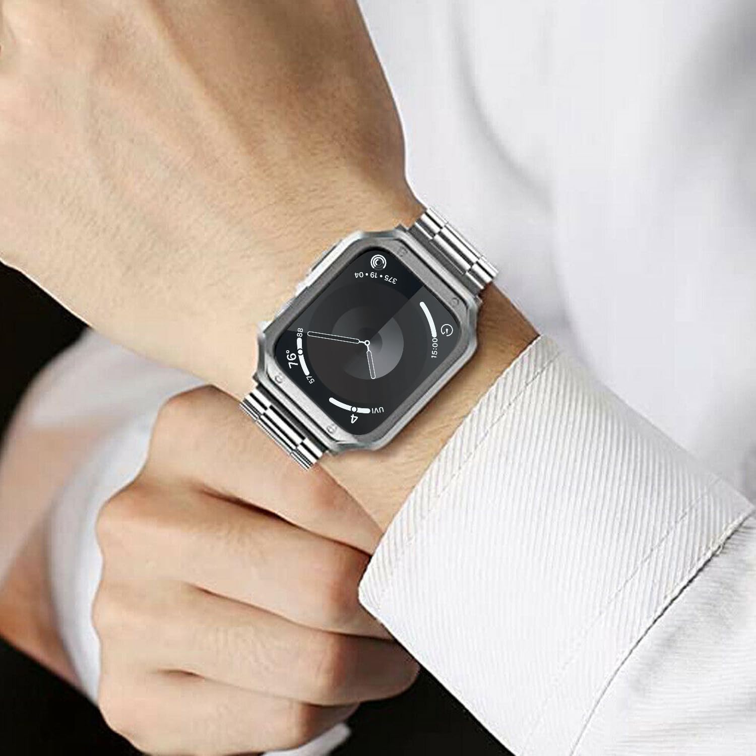 Itecfree For Apple Watch Metal Band With Case 41Mm,Stainless Steel Bands Metal Chain Bracelet Wrist Strap And Tpu Soft Case For