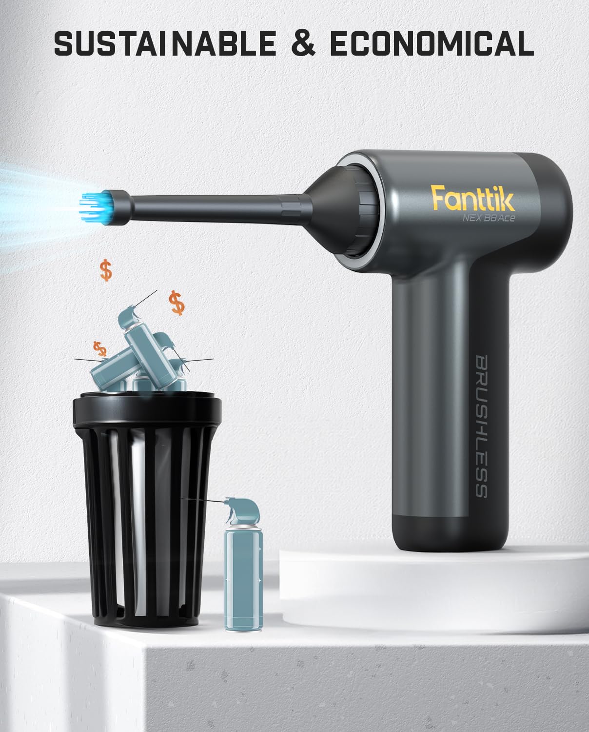 Fanttik B8 Ace Electric Air Duster, Cordless Air Duster, 110000 Rpm Brushless Motor, Max.100M/S Flow Rate, 2600Mah Rechargeable