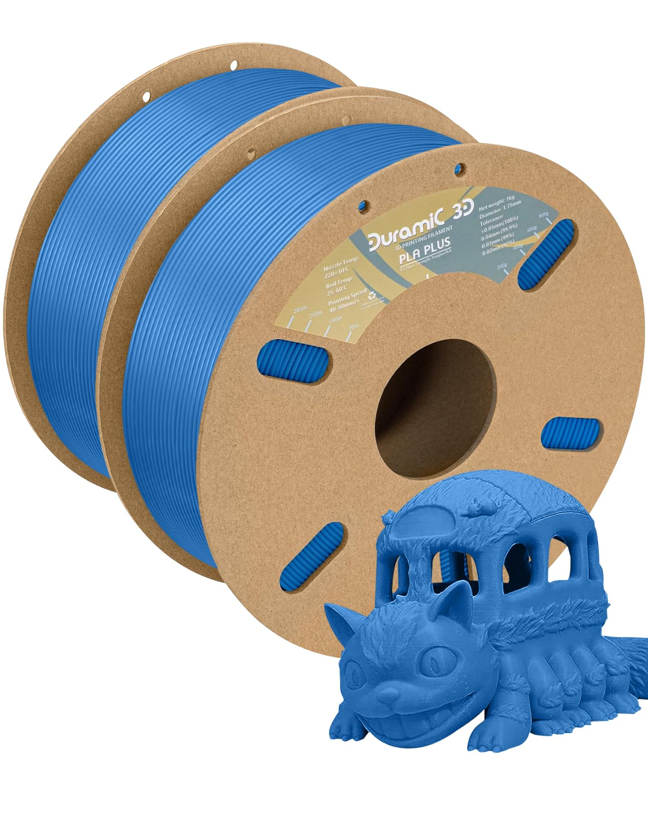Duramic 3D Pla+ Filament 1.75Mm 2Kg Blue, Pla Plus 3D Printer Filament 2 Pack 1Kg Spool(2.2Lbs) Pla Pro Tougher And Stronger, Di