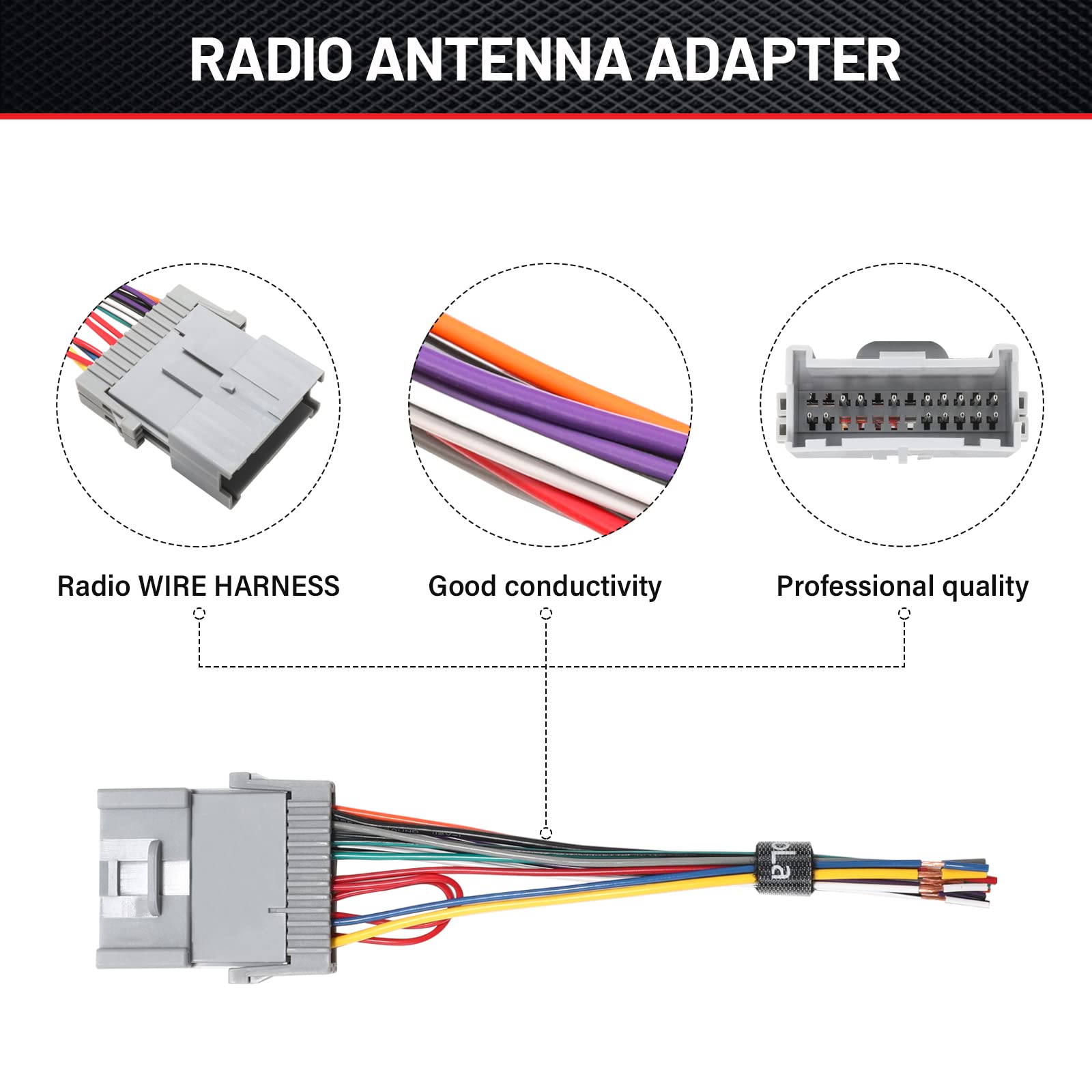 Red Wolf Compatible With Gm Chevy Gmc Buick 1998 2008 & Gm 10 Antenna Adapter Plug Aftermarket Stereo Radio Wiring Harness