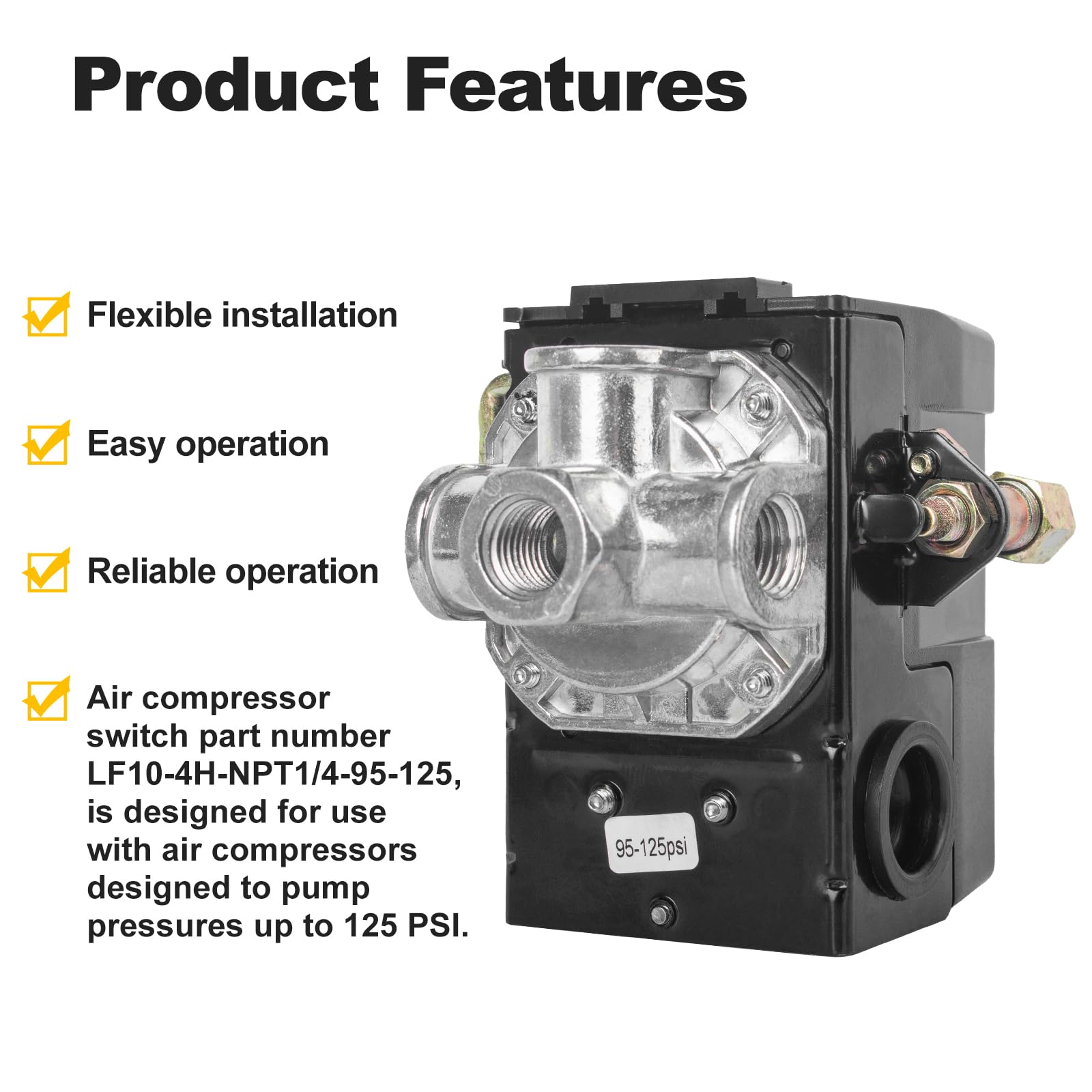 Lf10 4H Air Compressor Pressure Switch Air Compressor Parts 4 Port Air Compressor Pressure Switch Replacement Control Npt1/4 95