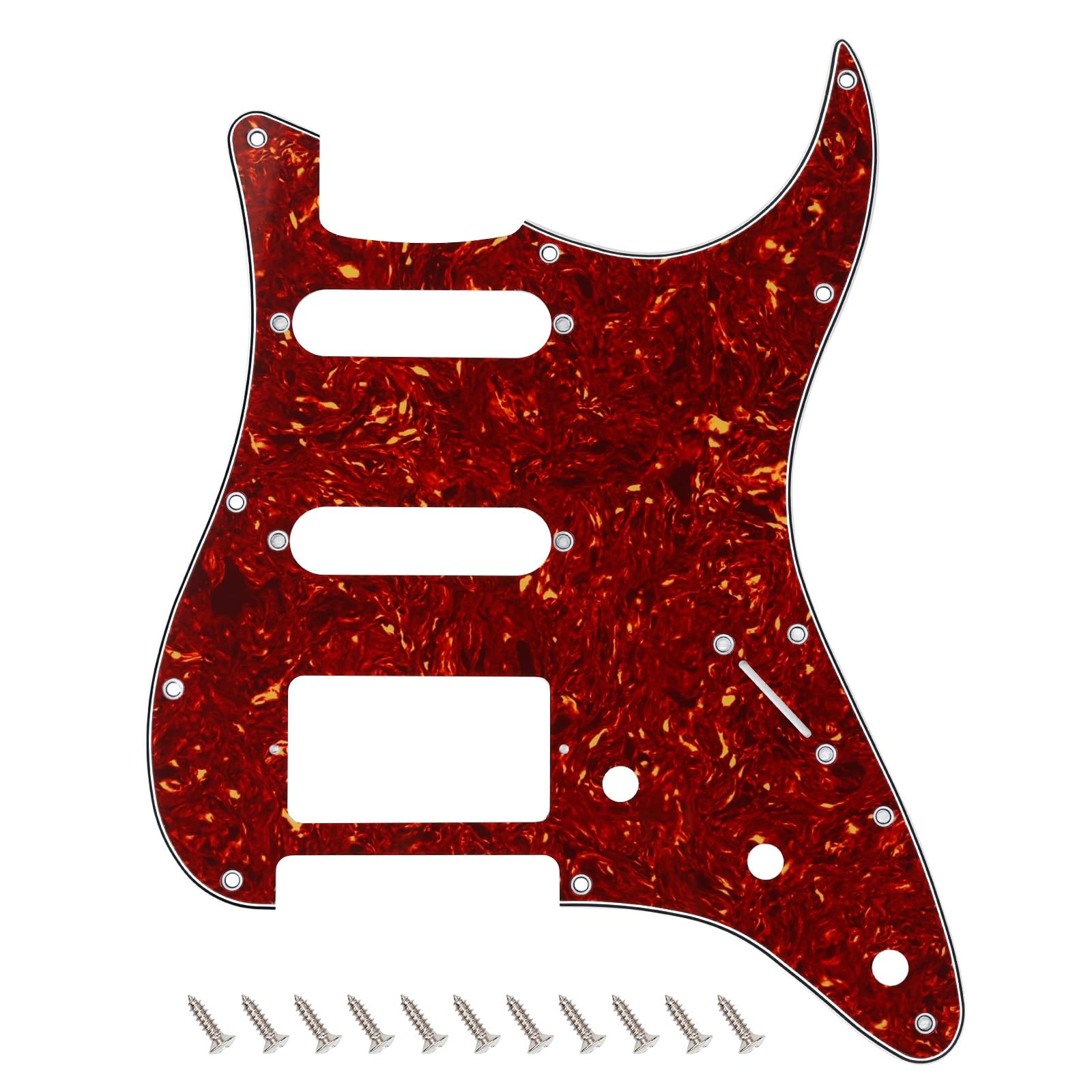 Banworks 4 Ply Strat HSS Pickguard 11-Hole Electric Guitar Pickguard SSH Scratch Plate for USA/Mexican Fender Modern Style Stand