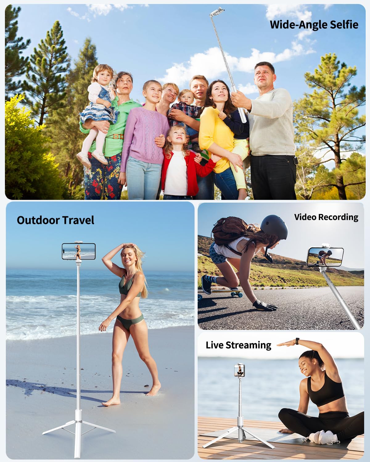 Yayusi Extendable Automatic Tripod For Iphone, 67.7'' Auto Open/Close Cell Phone Tripod Stand, Rotatable Selfie Stick Tripod Wit