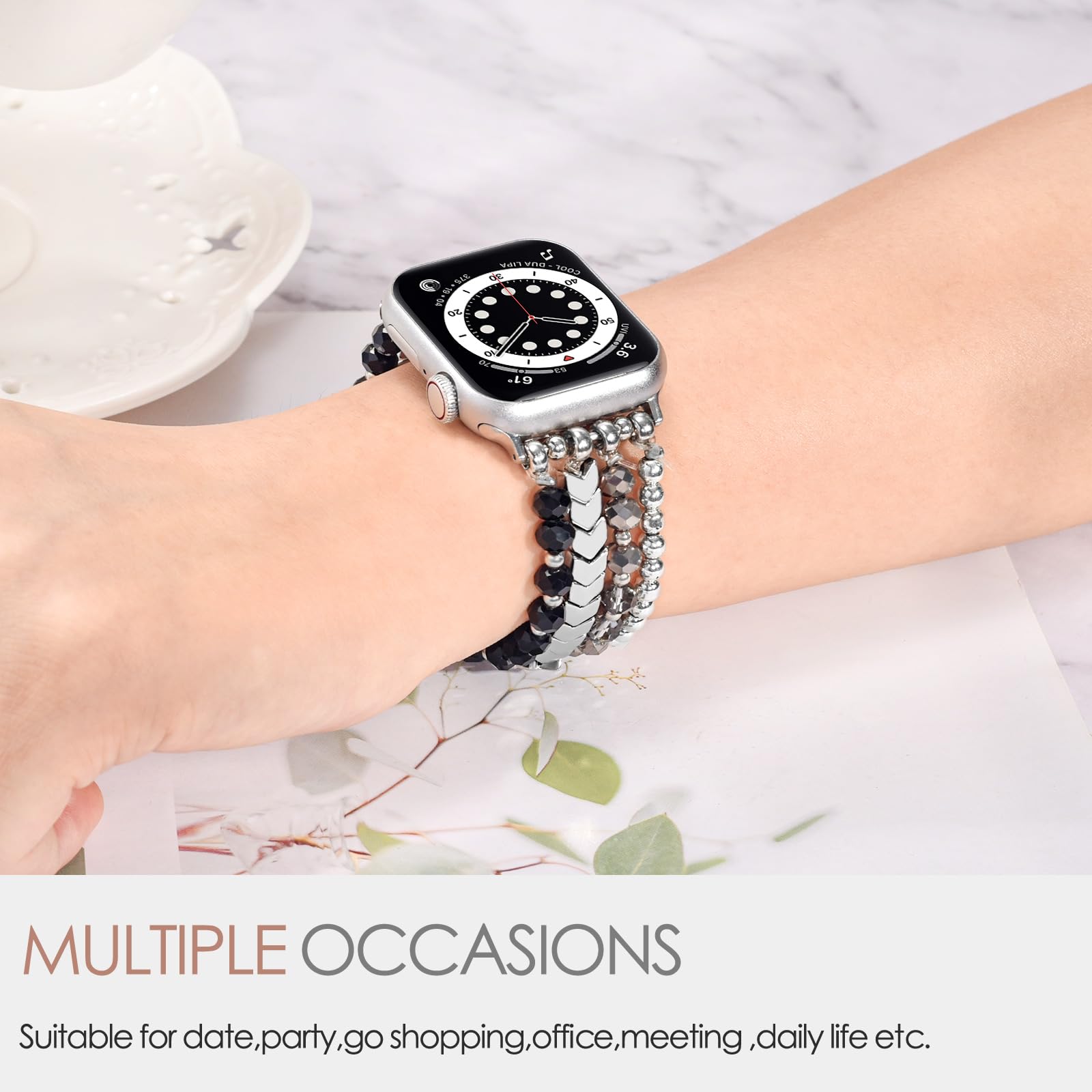 Mofree Beaded Bracelet Compatible With Apple Watch Band 38Mm/40Mm/41Mm/42Mm(Series 10) 9/8/7/Se/6/5/4/3/2/1 Women Fashion Handma
