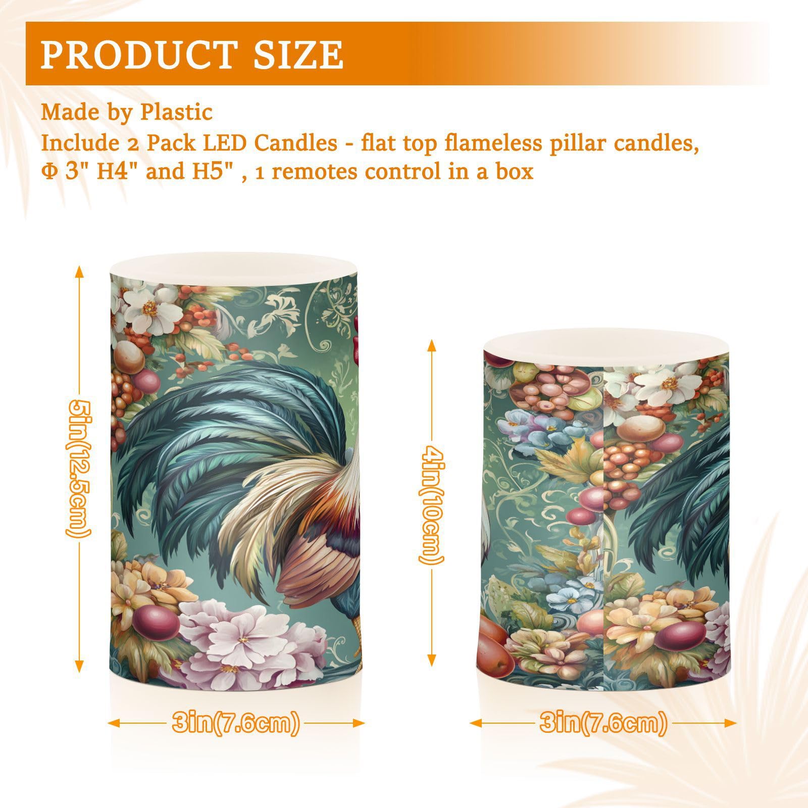 Alaza Chicken Rooster Flickering Flameless Candles Battery Operated With Remote Timer,Tea Light Candles Led Pillar Votive Candle