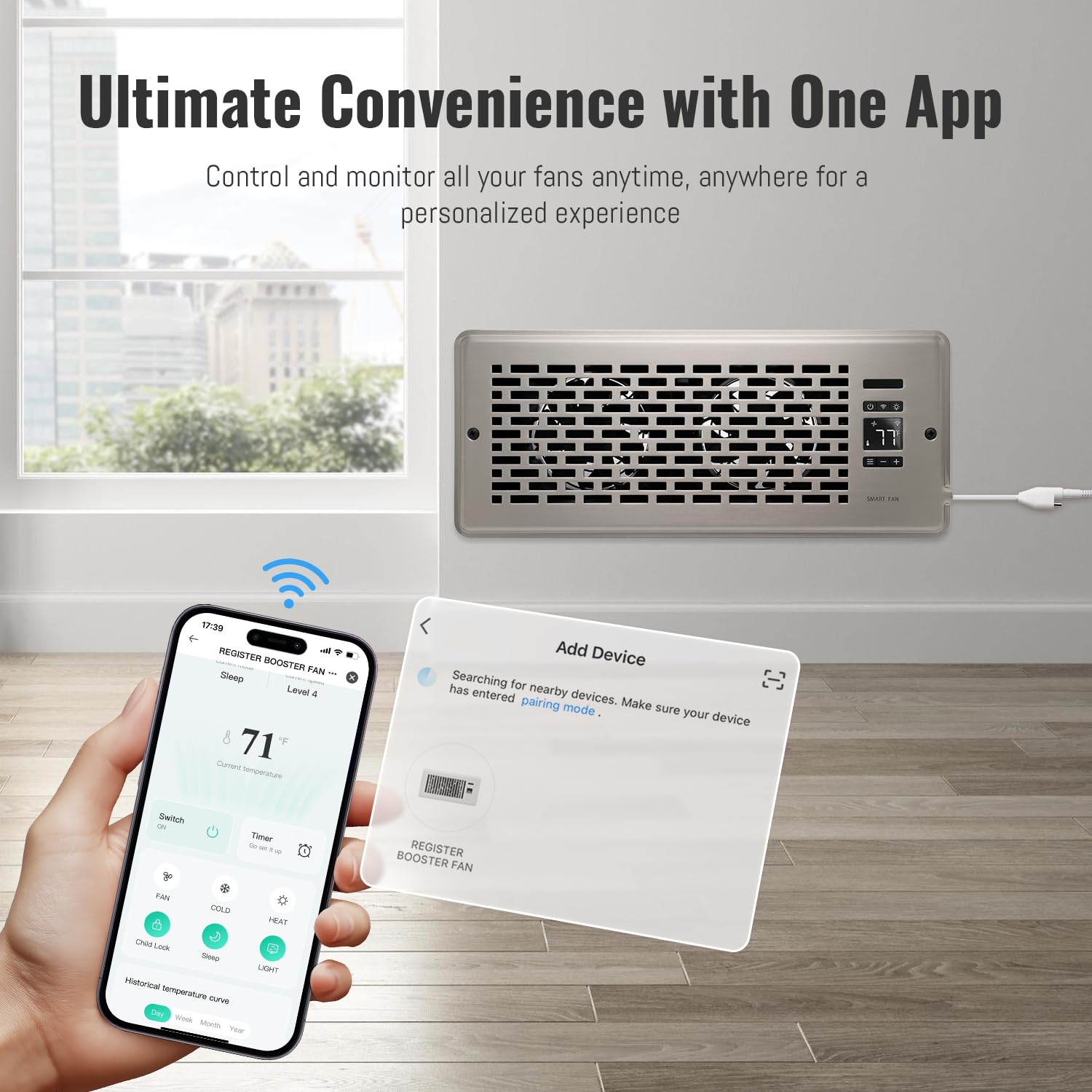 Sanycasa Register Booster Fan For 4 '' X 12 '' Register Holes, Quiet Vent Fan Booster With Intelligent Thermostat, Improves Heat