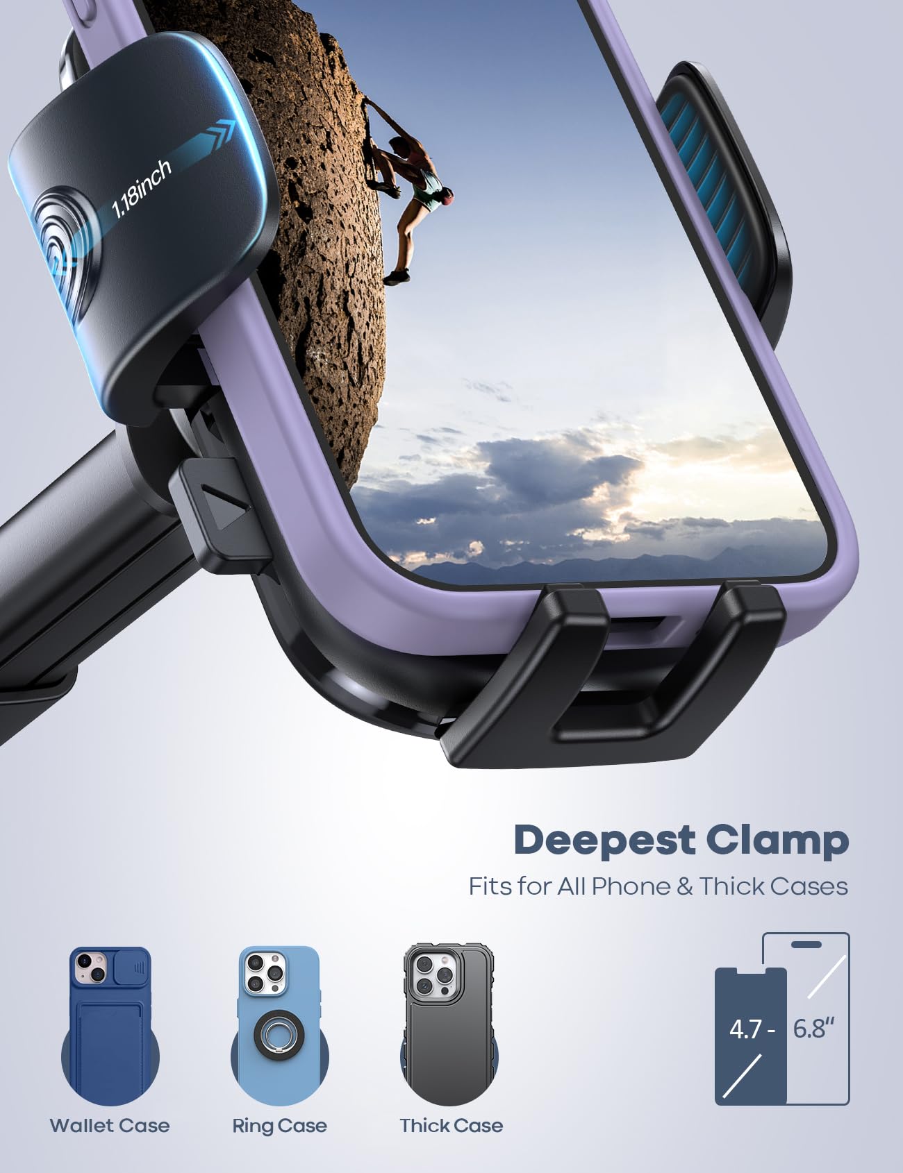 Lamicall Cell Phone Holder Car   [Ultra 70Lbs Suction] Phone Mount For Car Quick Release Adjustable Car Phone Holder Mount Dashb