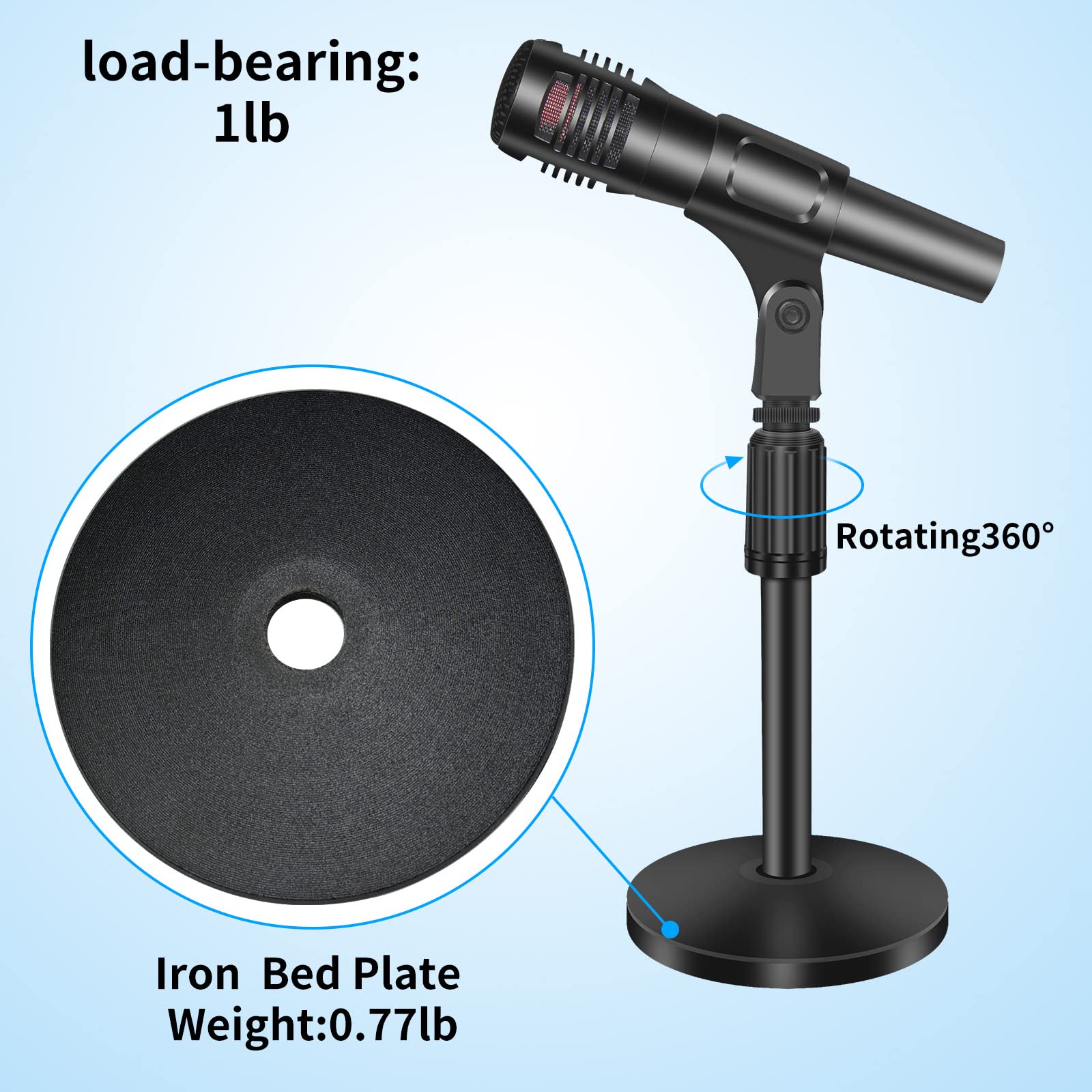 Embeded Table Mic GZGDLJQ Small Desk Mic Stand - Adjustable Steel Table Microphone Stand ...