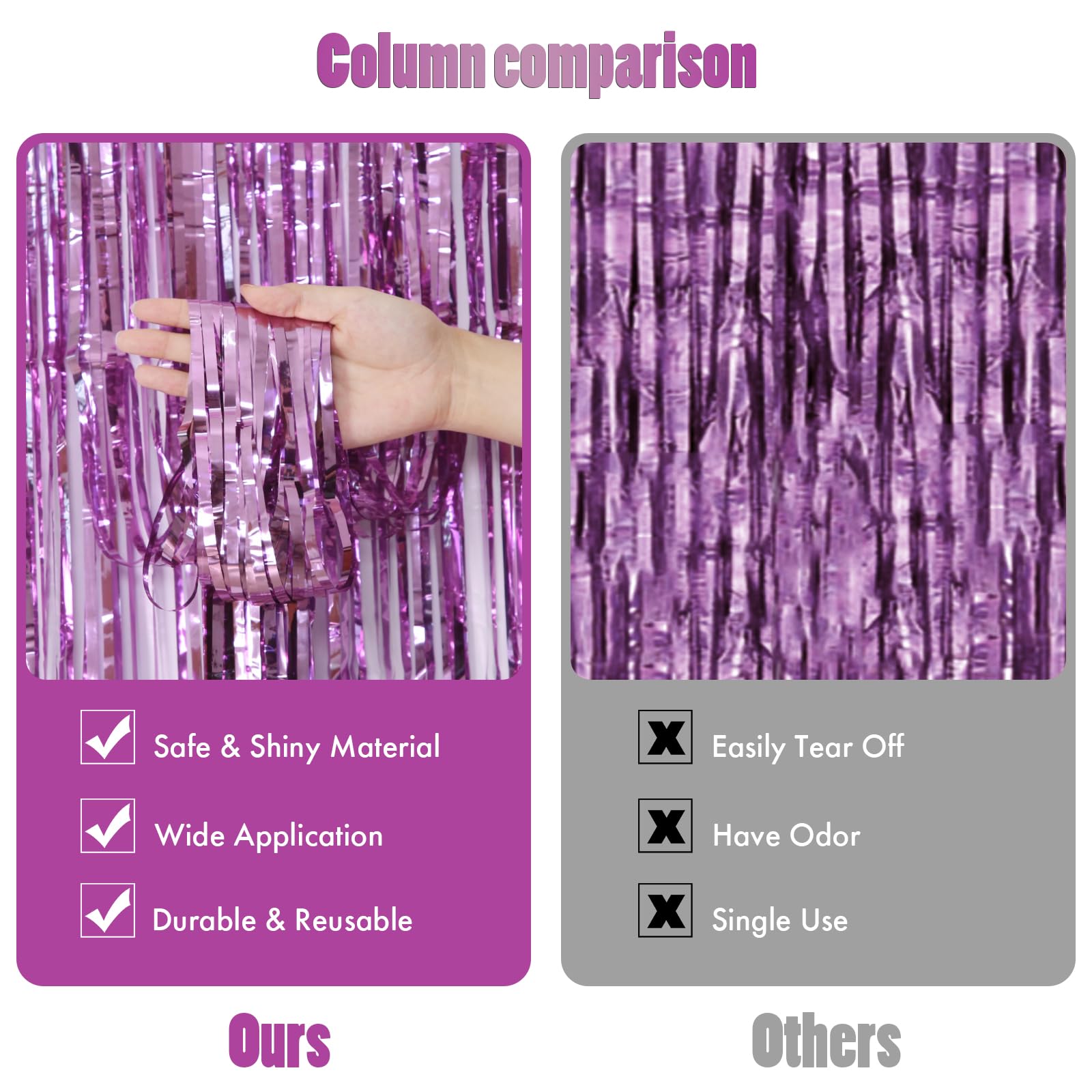 Canrevel 2 Pack 3.3X8.2 Feet Pink Foil Fringe Backdrop Curtains, Tinsel Streamers Birthday Party Decorations, Fringe Backdrop Fo