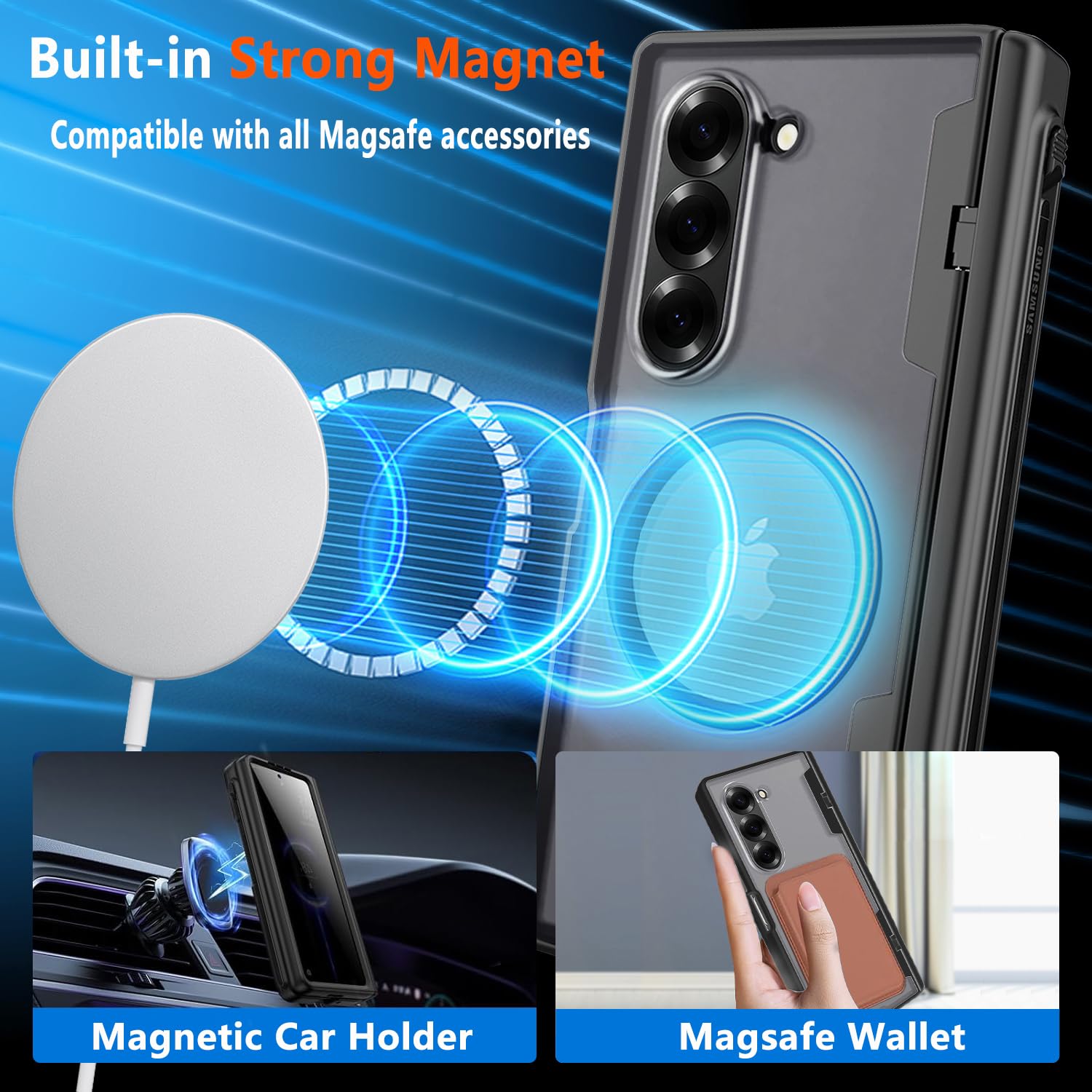 Magnetic For Samsung Galaxy Z Fold 5 Privacy Case,Z Fold5 Phone Case With [Hinge Protection][S Pen Holder][Anti Spy Screen Prote