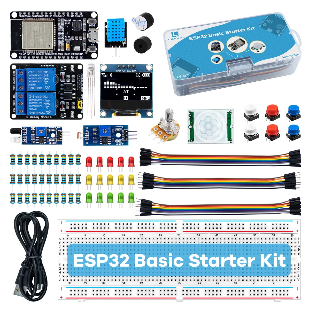 Lafvin Basic Starter Kit For Esp32 Esp 32S Wifi I Ot Development Board With Tutorial Compatible With Arduino Ide