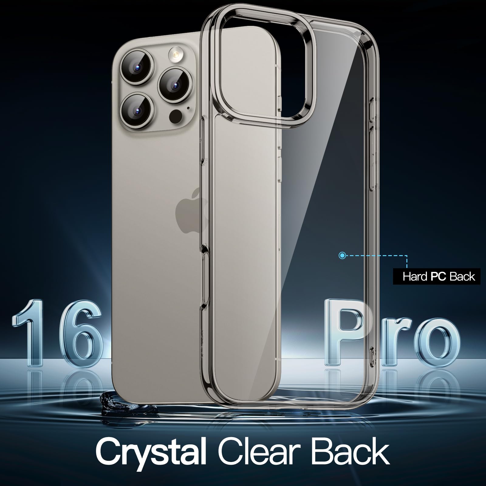 Jetech Case For Iphone 16 Pro 6.3 Inch, Non Yellowing Shockproof Phone Bumper Cover, Anti Scratch Clear Back (Natural Titanium)