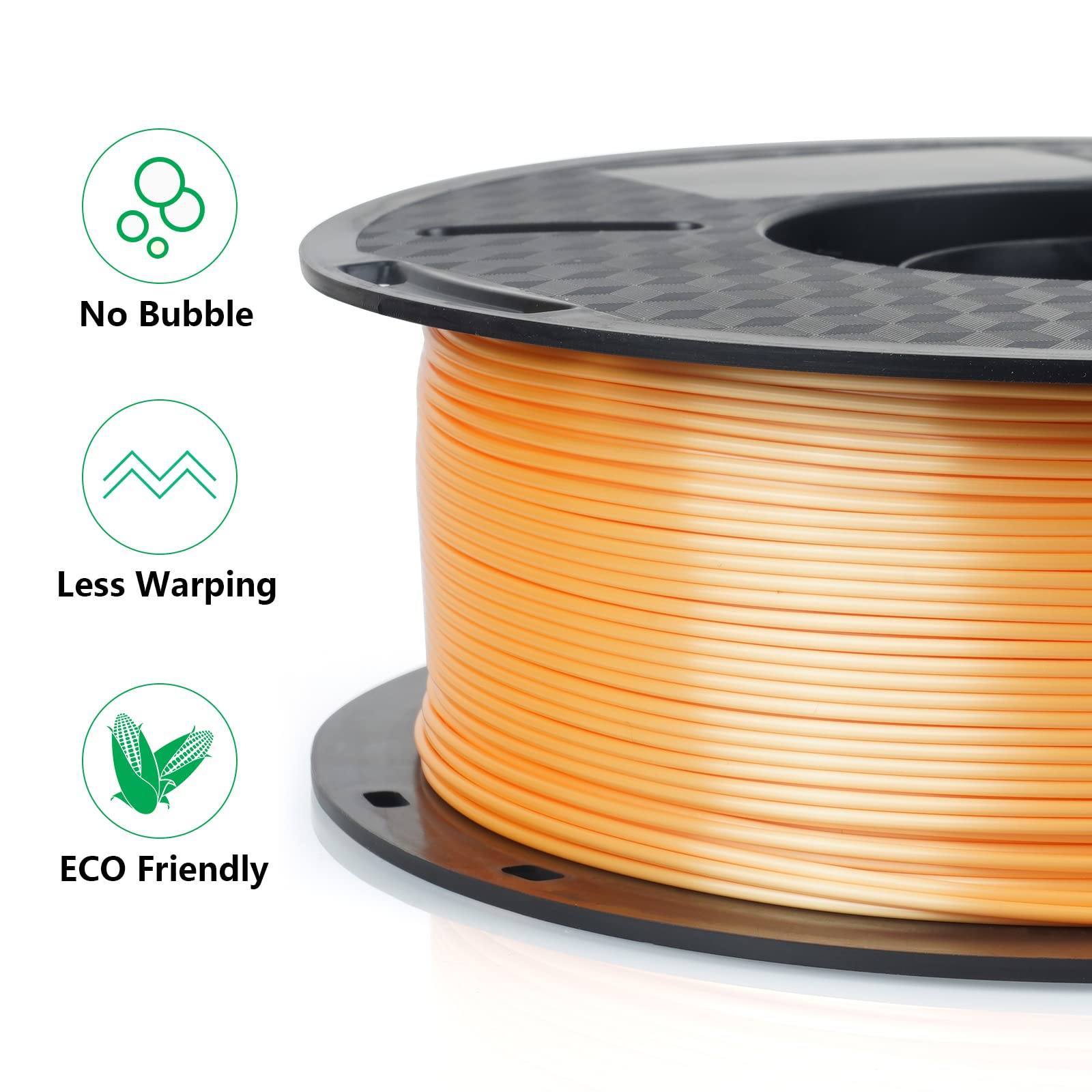 Silk Pla 3D Printer Filament, Dimensional Accuracy +/  0.03 Mm, 1 Kg Spool(2.2Lbs), Pla Shiny Filament 1.75 Mm (Orange)