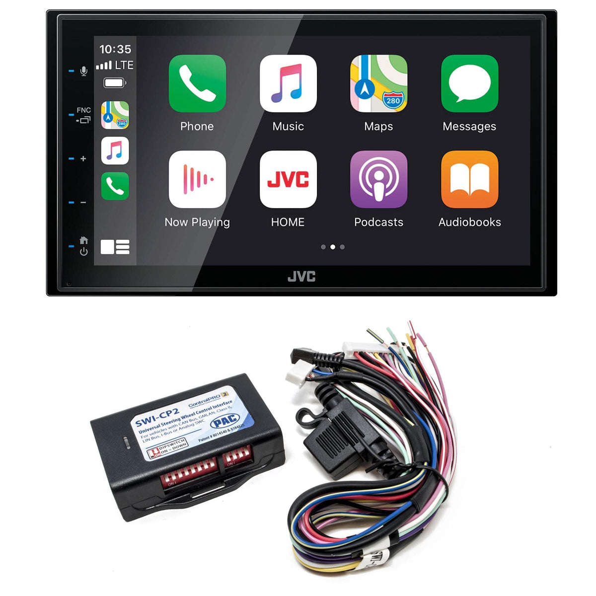 Jvc Kw-M560Bt Digital Media Receiver 6.8'' Touch Panel Compatible With Apple Carplay & Android Auto With Pac Swi-Cp2 Steering Wh