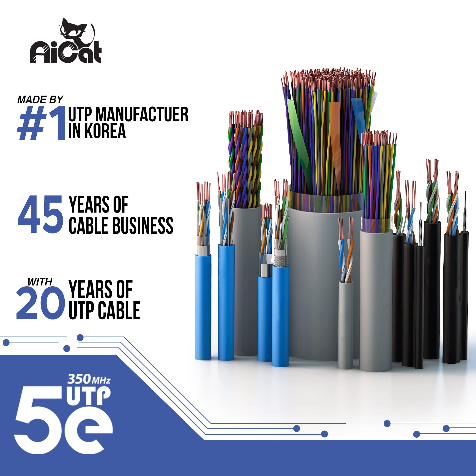 Aicat Cat6 Outdoor Ethernet Cable Direct Burial Unshielded Riser Cmx Rated 500Ft, Uv Resistant 23Awg Solid Bare Copper, 550Mhz,