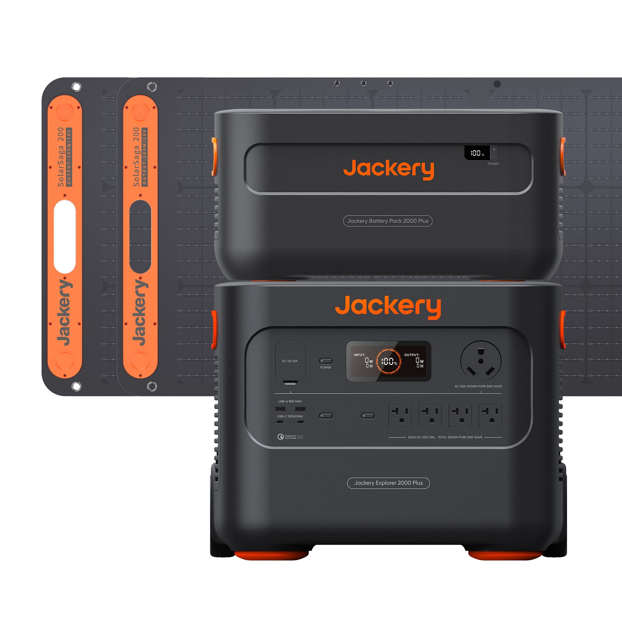 Jackery Solar Generator 4000 Kit, Explorer 2000 Plus And 1X Packplus E2000 Plus Expandable Battery With 2X200W Solar Panel, 4085