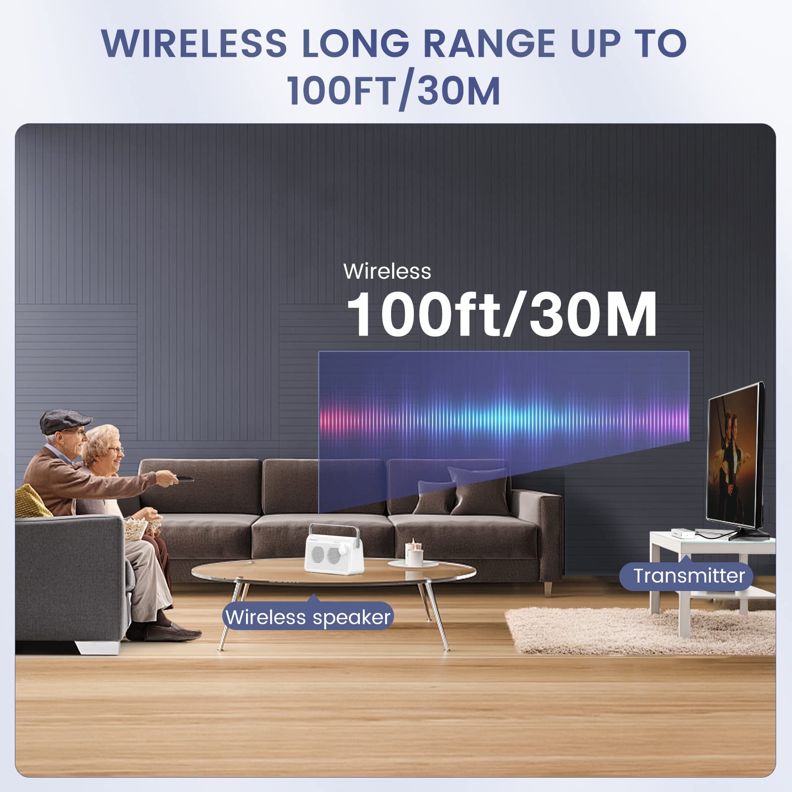 Tosima Tv9000W Wireless Speaker For Tv, Easy Control Portable Tv Soundbox For Elderly (Tv Need 3.5Mm Jack Or Audio Out Plug)