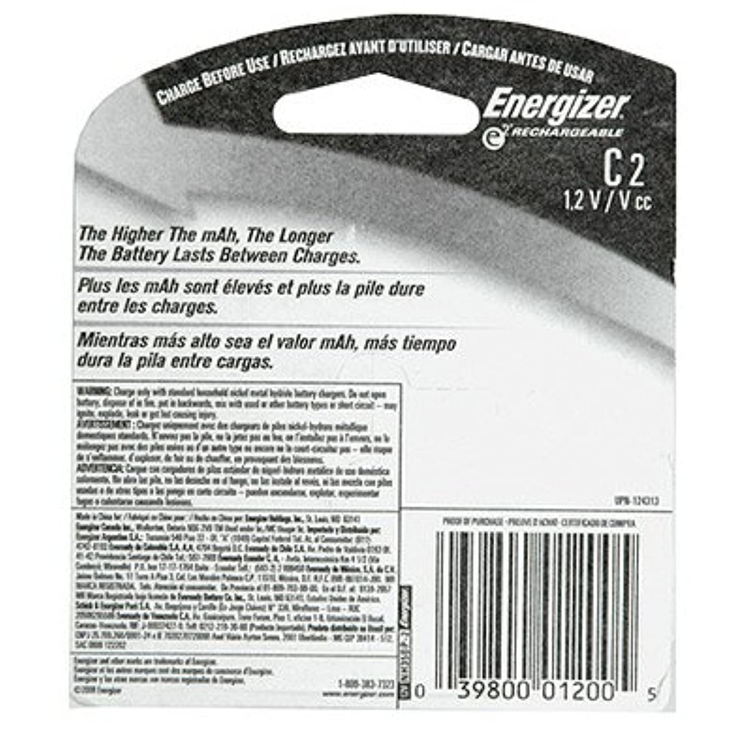 Energizer Recharge Universal C Rechargeable Batteries, 2 Count (Pack Of 2)