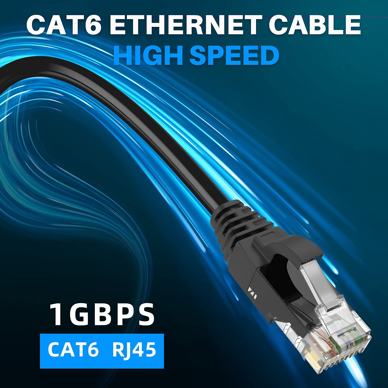 Adoreen Cat 6 Ethernet Cable 12 Ft 3 Pack,High Speed Short Patch Cables Network Cables, Soft Flexible Cat6 Rj45 Lan Internet Cable Cord Faster Than Cat 5E 5 Cable+15 Ties Black+White+Blue