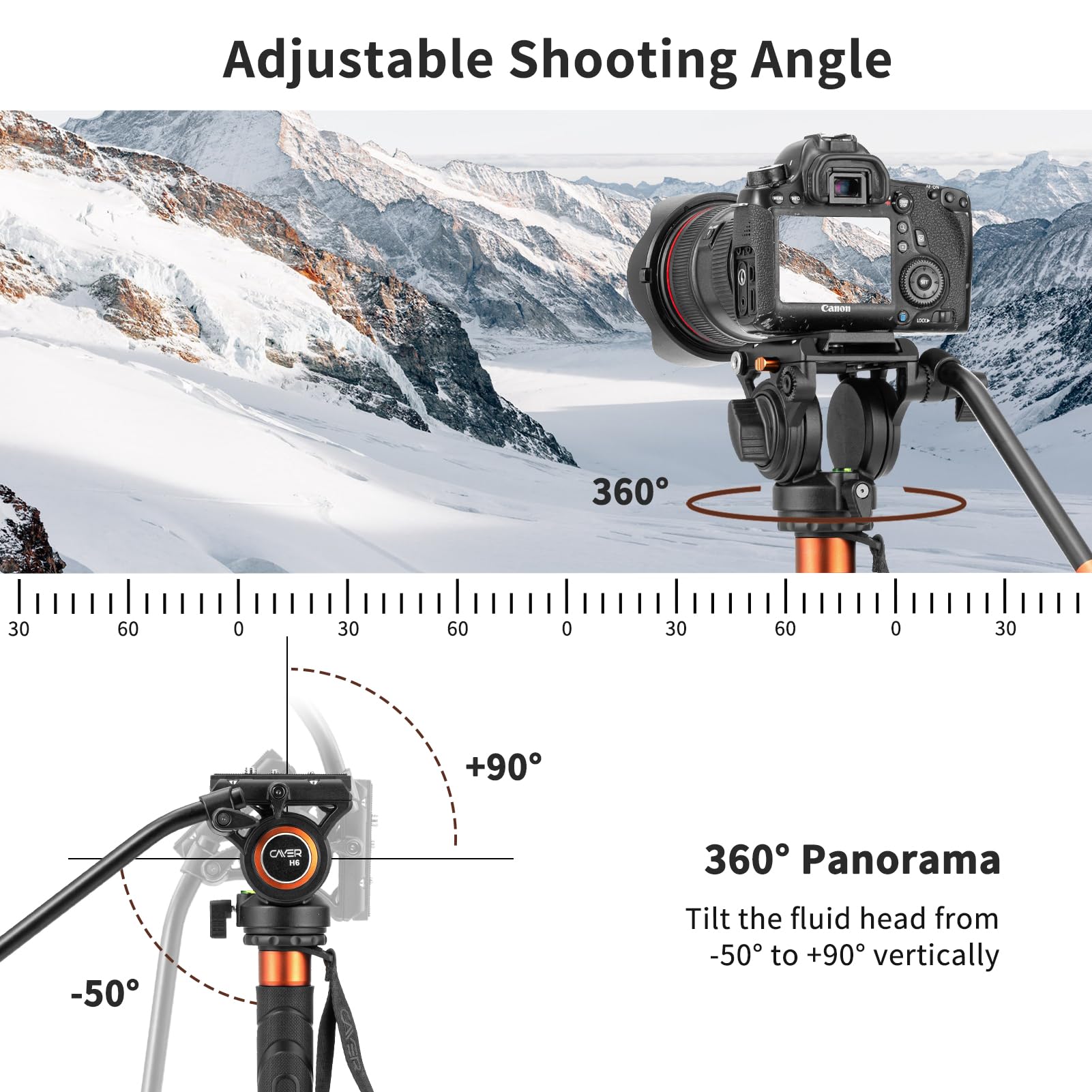 Cayer Fp34 Monopod With Feet, 71 Inch Aluminum Telescopic Camera Monopod With Fluid Head And 3 Leg Tripod Base For Dslr Video Ca