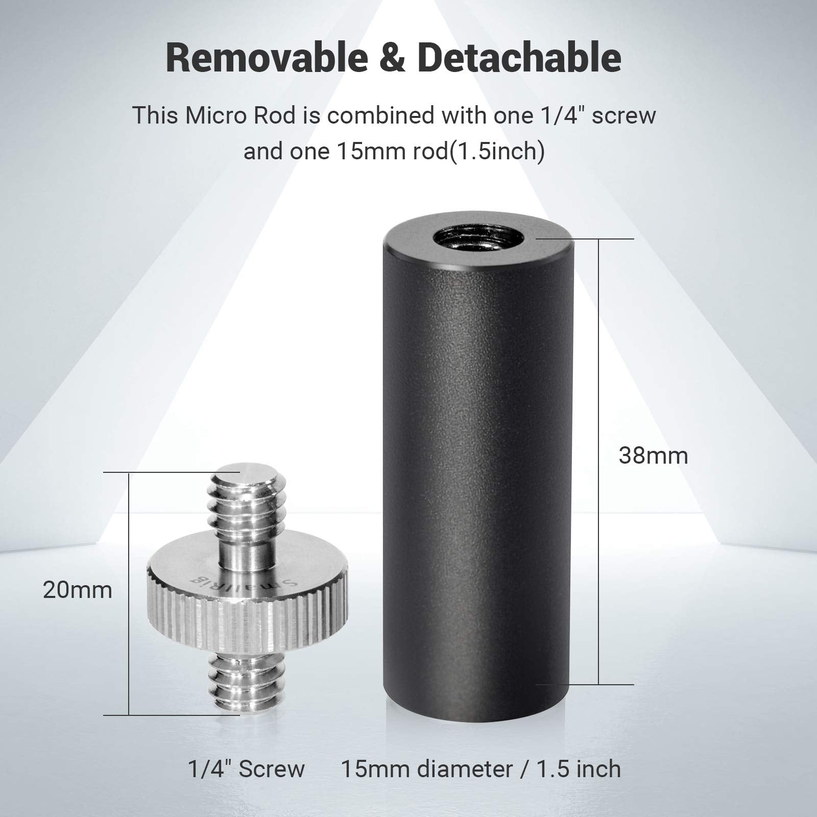 Smallrig Standard 15Mm Micro Rod 1.5 Inches Long With 1/4'' Male Female Thread For Clamp Mount   915