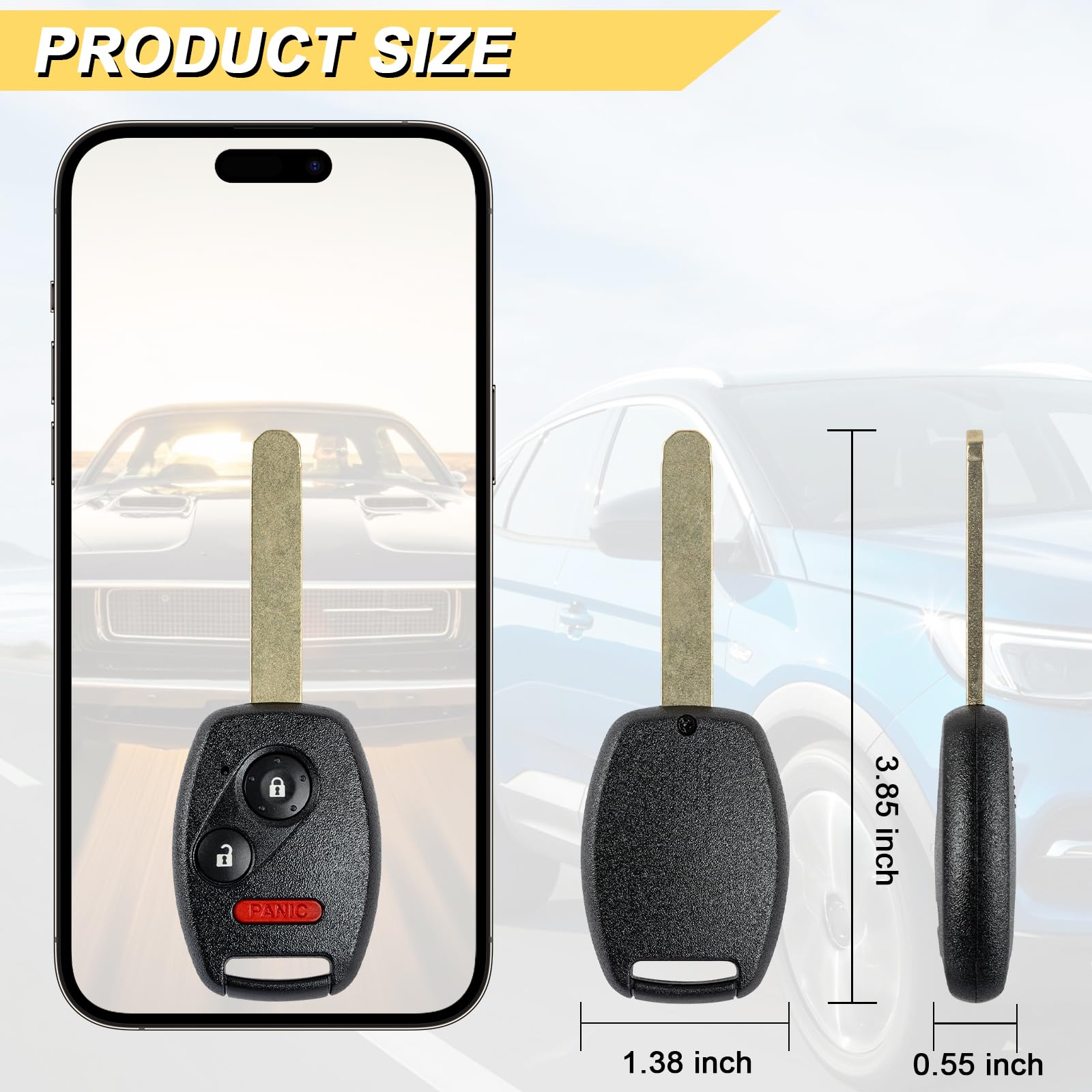 Vurkcy Key Fob Replacement For 2005 2006 2007 2008 Honda Pilot Car Keyless Entry Remote Control, Cwtwb1U545, 3 Buttons, 2Pcs