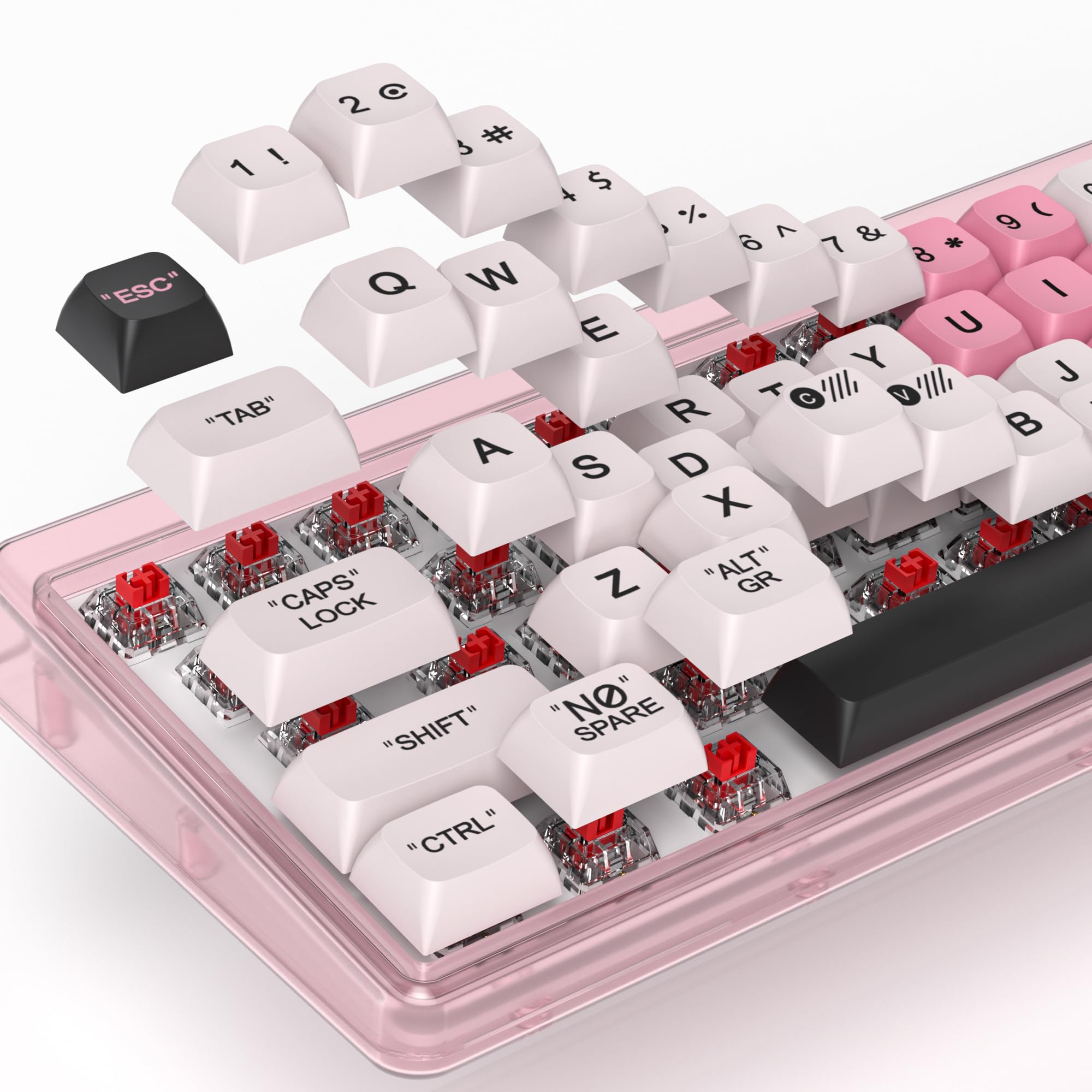 Guffercty Kred Cute Pbt Xda Keycaps 144 Keys Pink Heart Custom Keycaps 75 Percent Keyboard Keys Caps With Keycap Puller For Mech