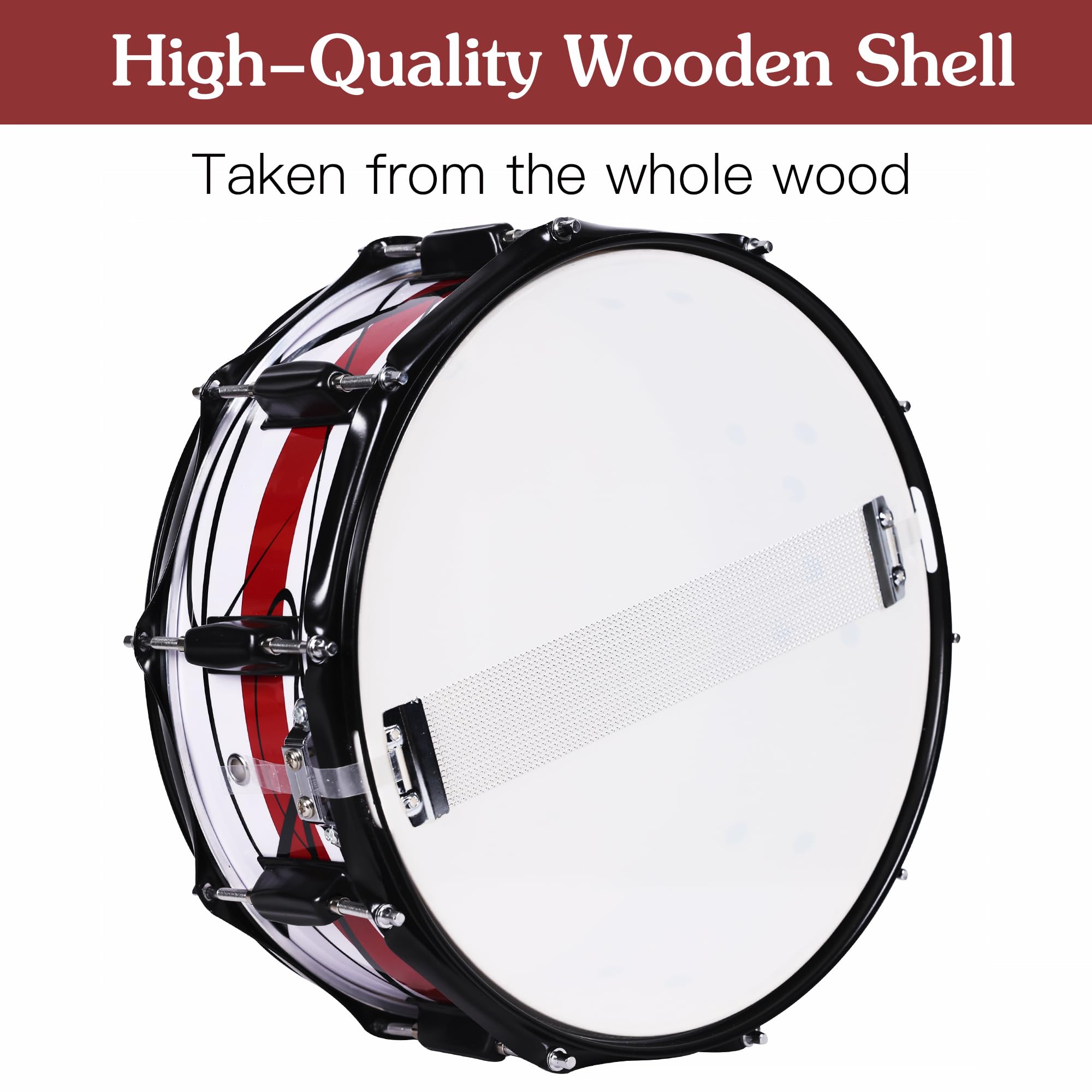 Lexington Sd300M Wr Snare Drum Set Student Wood Shell 14 X 5.5 Inches With 10 Lugs, Includes Drum Key, Drumsticks And Strap, Irr