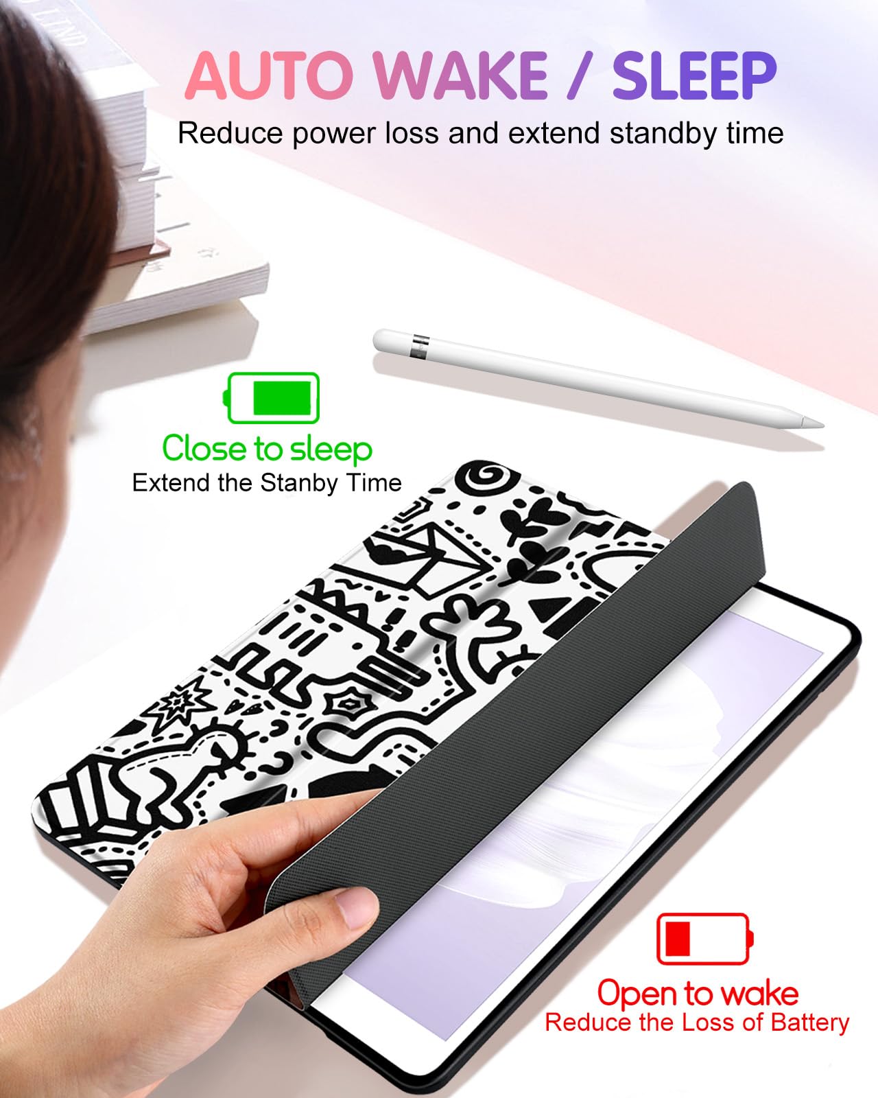 Uppuppy For Ipad 9Th/8Th/7Th Generation Case 10.2 Inch Girls Cute Boys Kids Women Folio Cover Pencil Holder Graffiti Cartoon Coo
