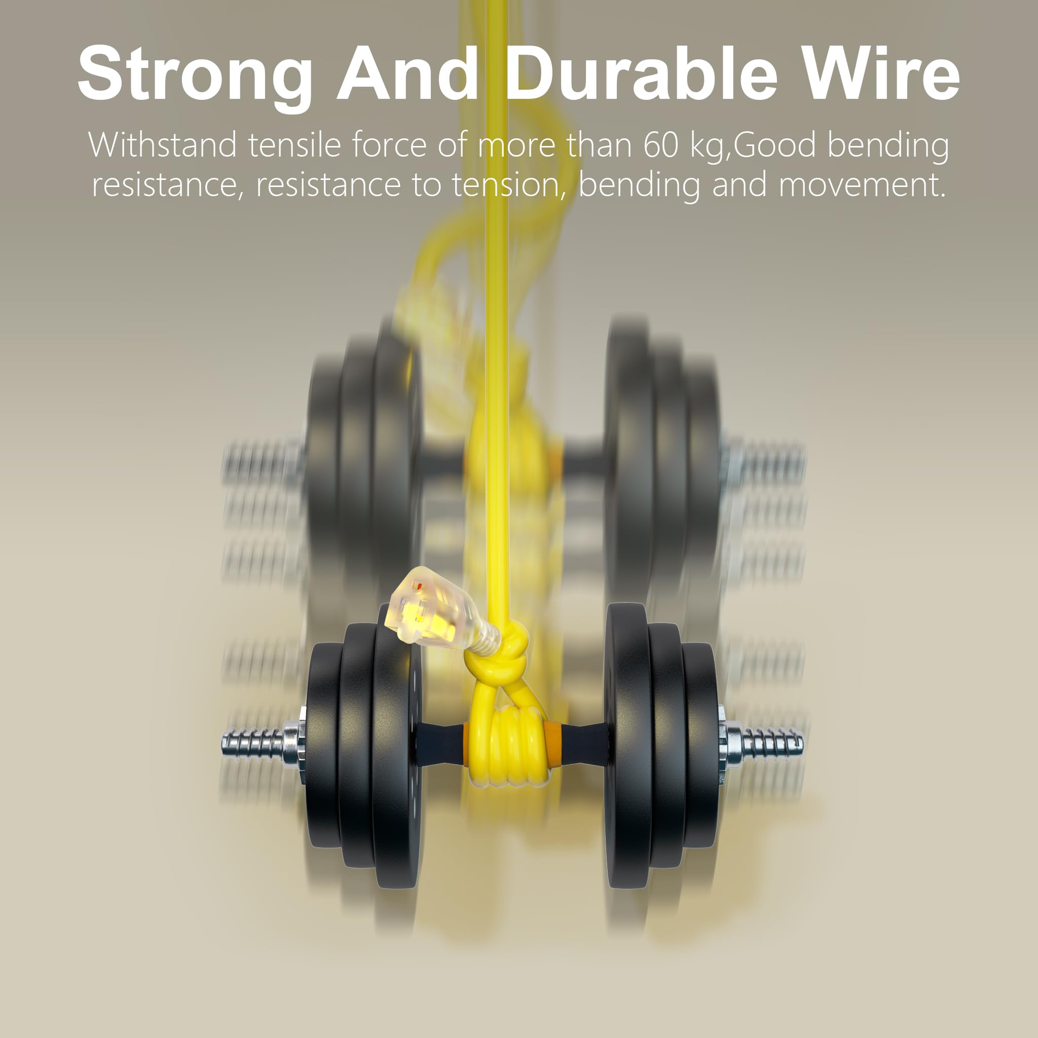 Huanchain 75 Ft 14/3 Gauge Heavy Duty Outdoor Extension Cord Waterproof With Lighted, Flexible Cold Weather 3 Prong Electric Cor