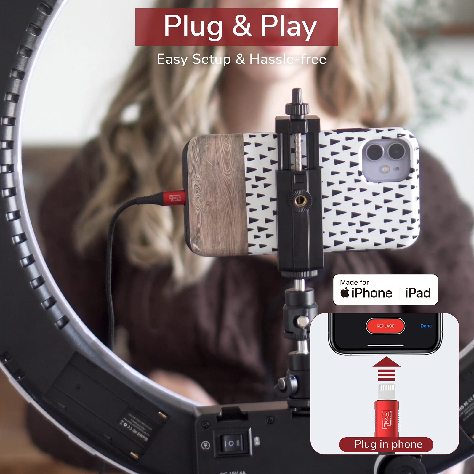 Pixel Microphone For Iphone Ipad(Apple Mfi-Certified) From Mic For Iphone Live Streaming Vlogging | External Microphone For Ipho