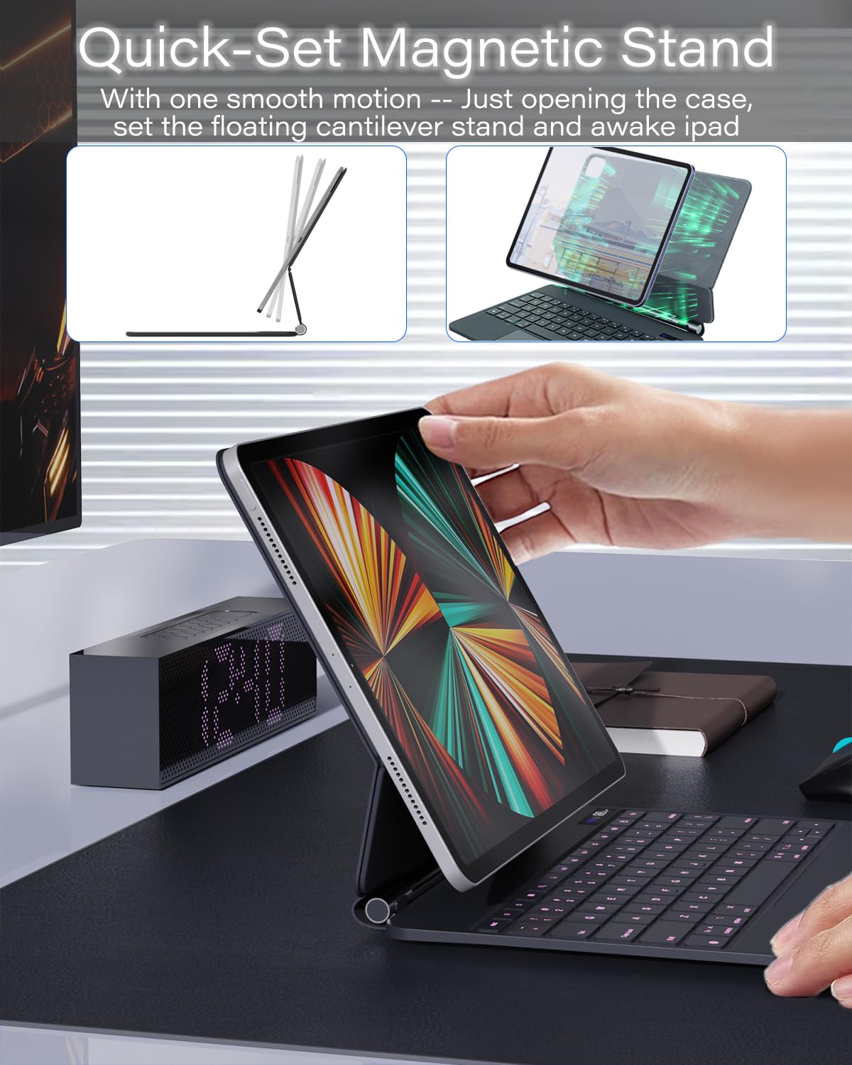 Zenlu Ipad Pro 13 Inch M4 Case With Keyboard, Magic Style Keyboard, Multi Touch Trackpad, Floating Cantilever Stand, Smart Backl