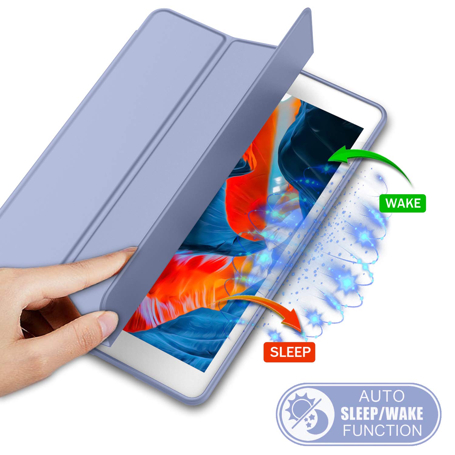 Imieet Ipad 9Th Generation Case 2021/Ipad 8Th Generation Case 2020 10.2 Inch With Pencil Holder, Ipad 7Th Gen 2019 Case With Soft Baby Skin Silicone Back, Auto Wake/Sleep Cover (Purple)