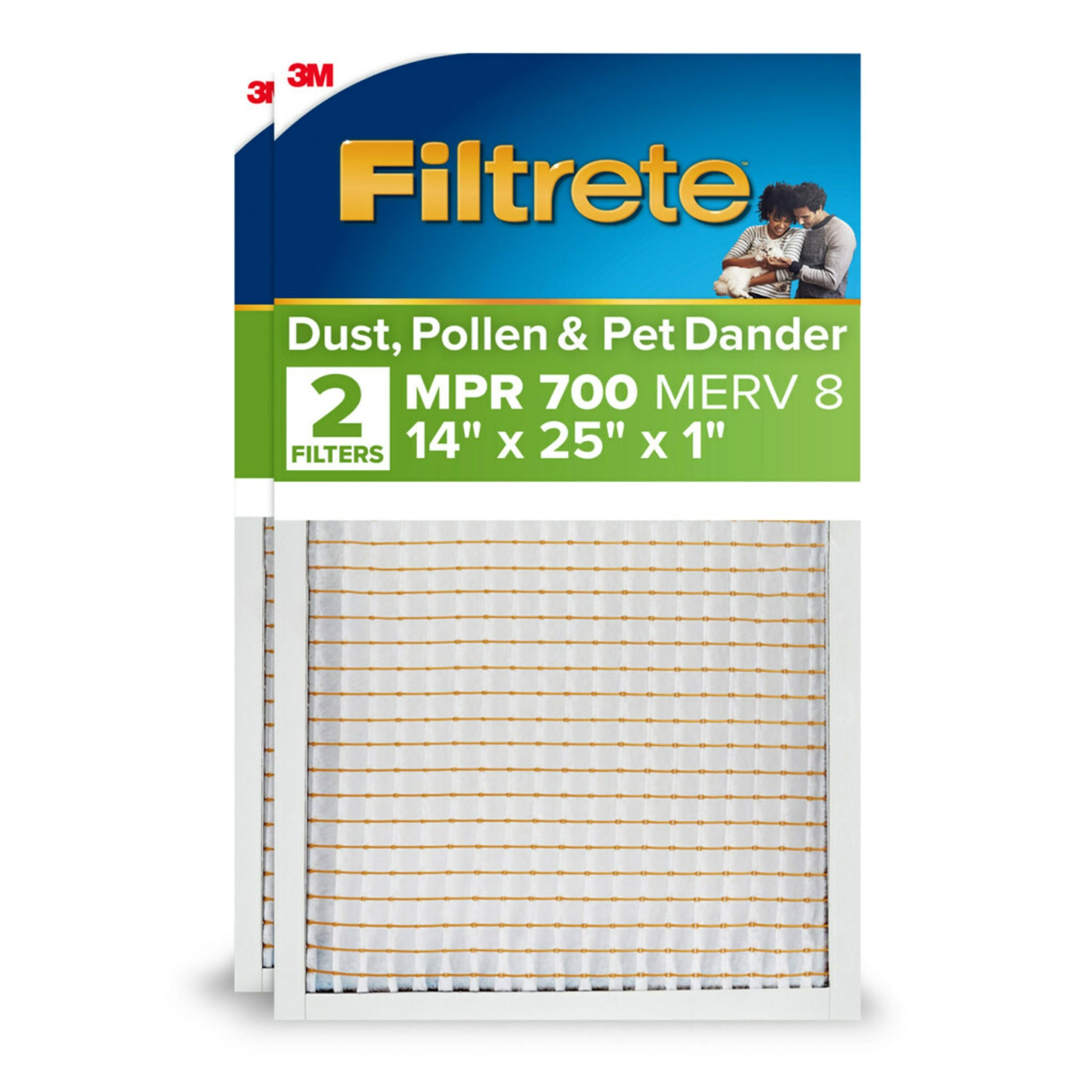 Filtrete 14x25x1 AC Furnace Air Filter, MPR 700, MERV 8, Tough on Pollen, Easy on Airflow, 3-Month Pleated 1-Inch Electrostatic 