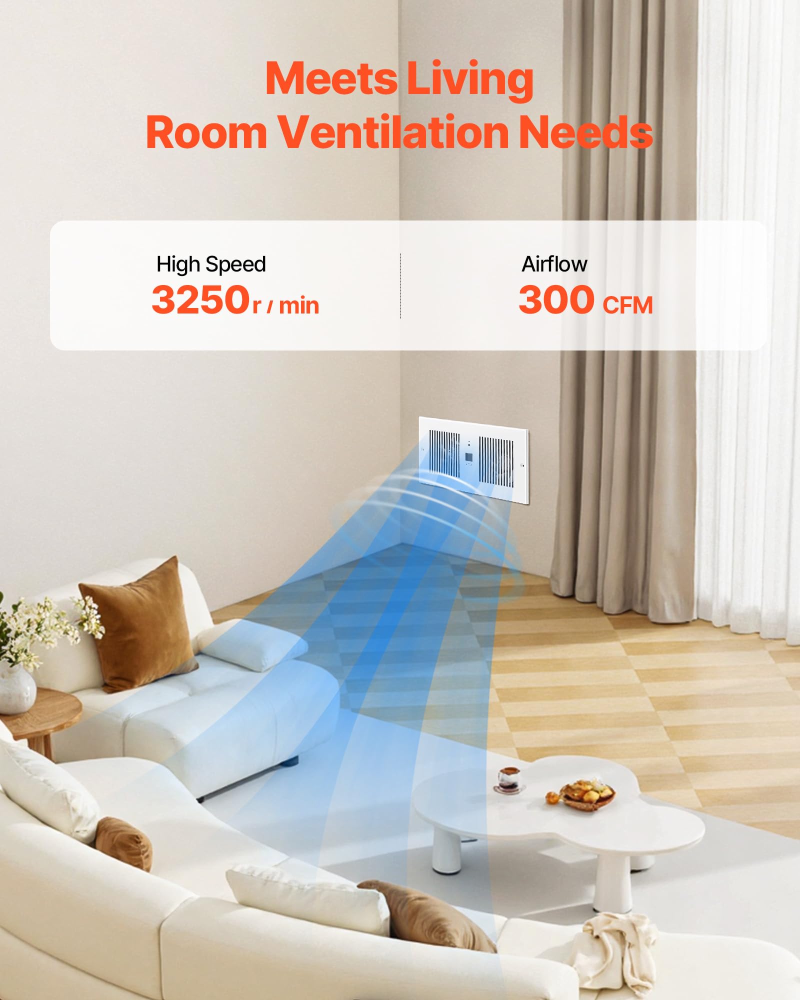 Vevor Room To Room Fan, Adjustable Dual Airflow Through-The-Wall Fan With Remote & Temperature Control, 300 Cfm 10-Speed Ventila