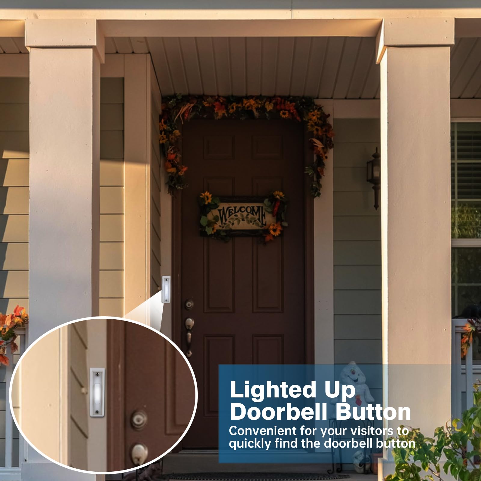 Lighted Doorbell Button, Wired Door Bell Push Button Replacement Door Bell Push Buttons Led Door Chime Wall Mounted Doorbell Swi