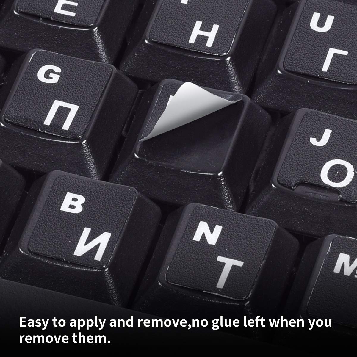 Russian Keyboard Stickers(2Pack), Russian Englsih Keyboard Letters Replacement Stickers White Font Black Background For Pc Compu