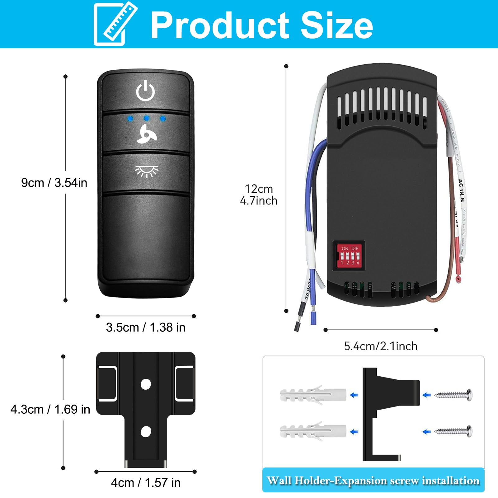 Hampton Bay Ceiling Fan Remote Control Kit, Universal Fan Remote With Light Dimmer, Works 3 Speed Ac Ceiling Fans