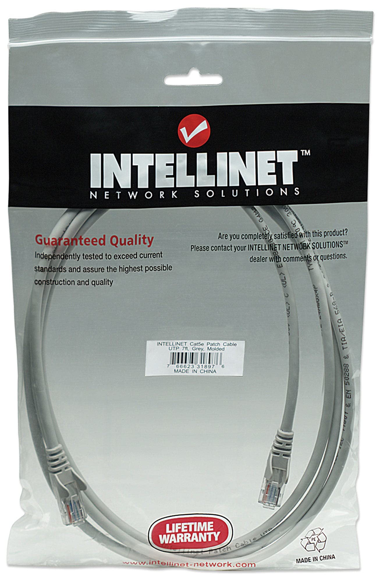 Intellinet Network Solutions Cat5E Rj 45 Male/Rj 45 Male Utp Network Patch Cable, 7 Feet (318976)