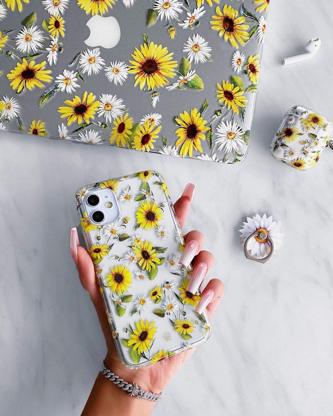 Velvet Caviar Clear Case iPhone 12 Pro Max 8ft Drop Tested Polycarbonate Sunflower Daisy Floral