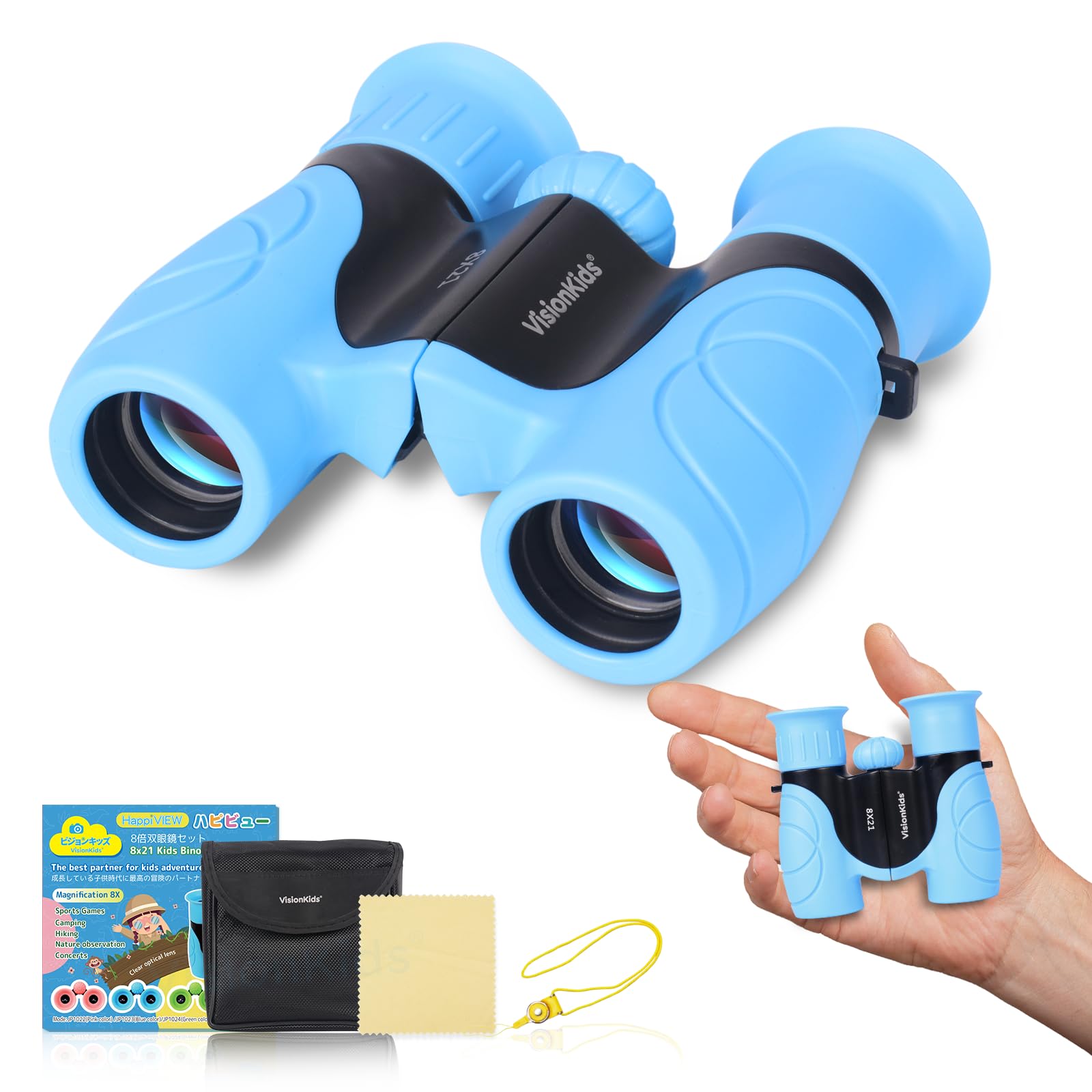 VisionKids Binoculars for Kids4+,BAK4 HD 8X21 High Resolution Shockproof Compact Light,Night Vision Goggles,Kids Nature Explorat