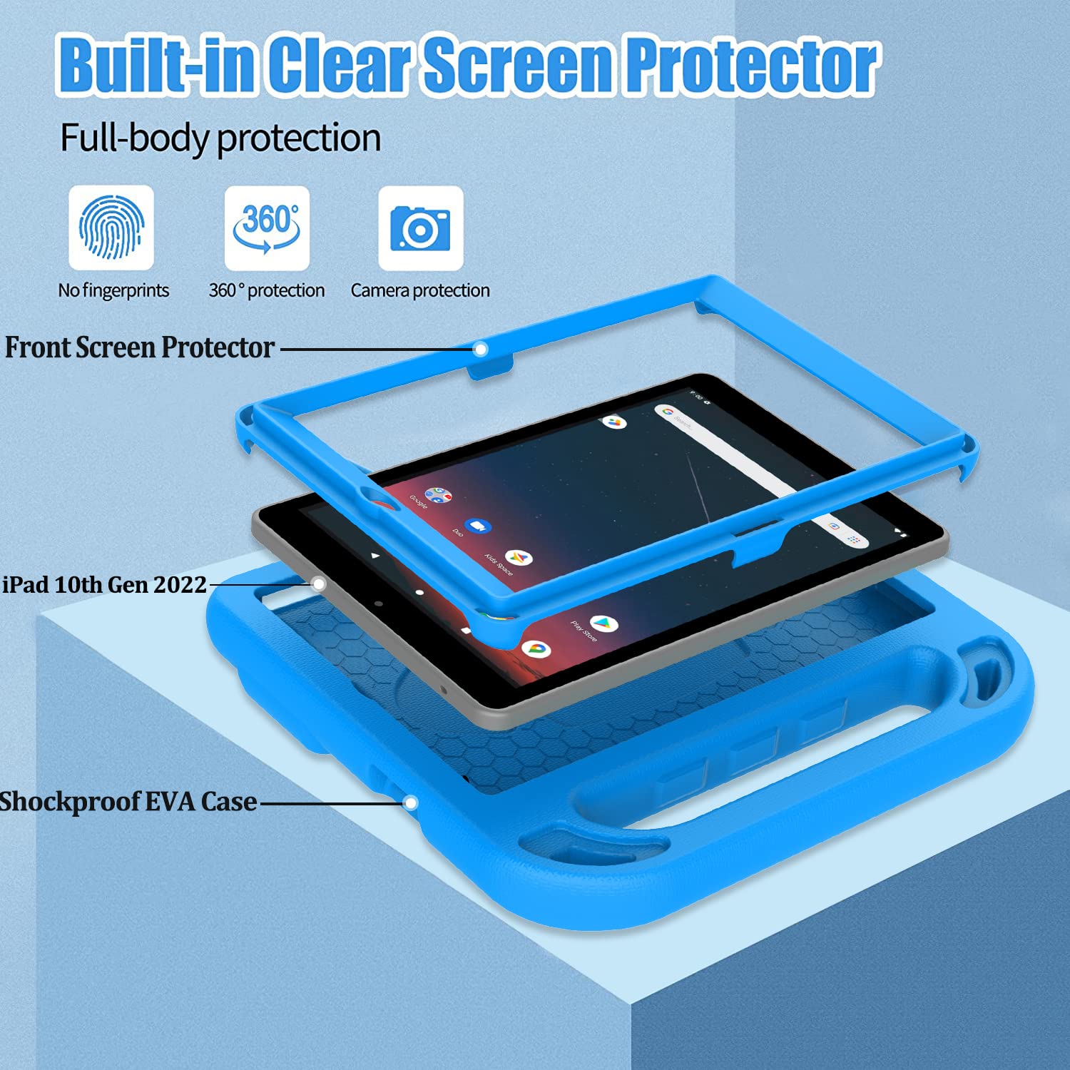 Bmouo Kids Case For Onn 8 Tablet 2022 Gen 3 (Model:Tbblu100071483)   With Built In Screen Protector, Shockproof Light Weight Han