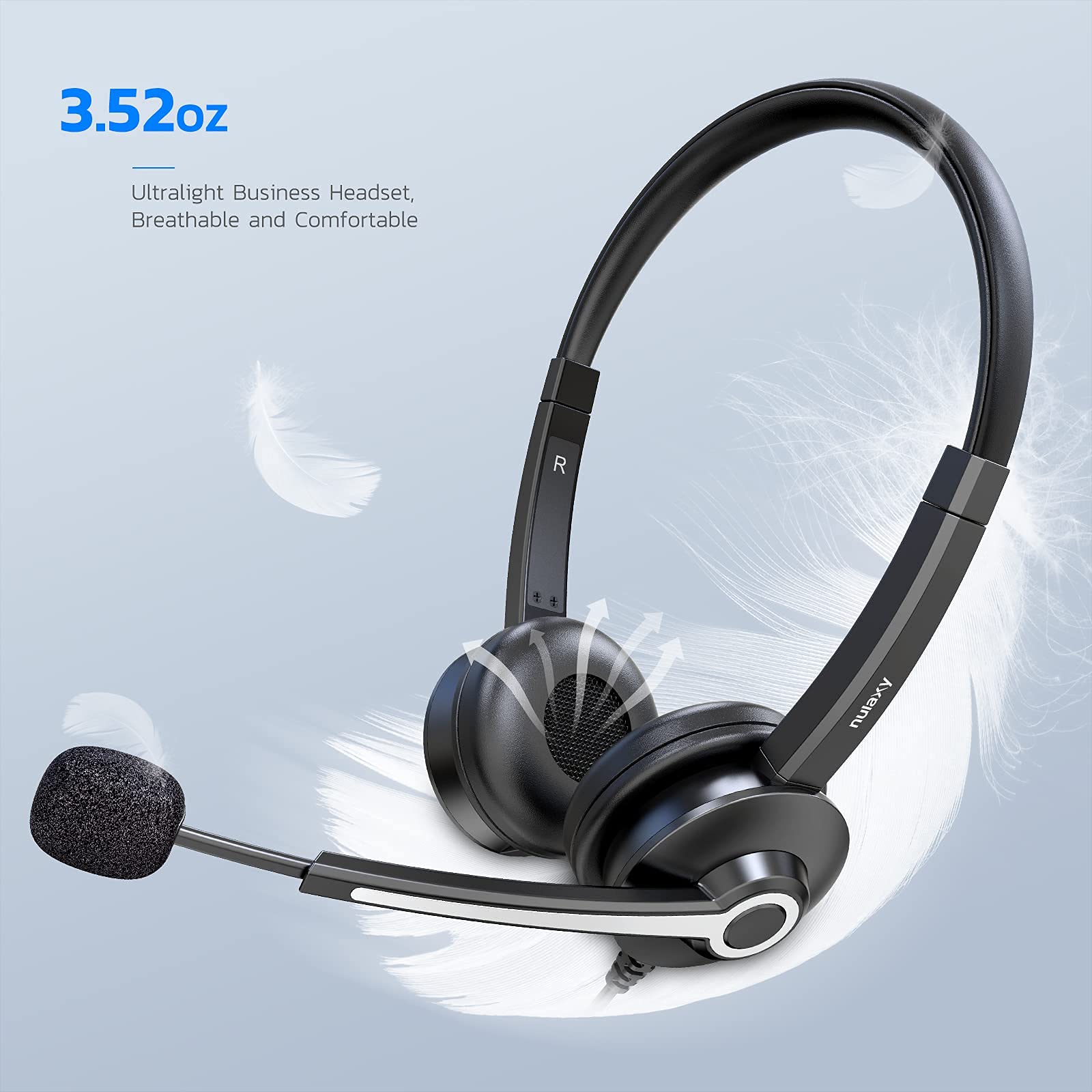Nulaxy Computer Headset With Microphone, Wired Usb Headset For Laptop Pc, 3.5Mm Jack Inline Control Headphone With Noise Cancell