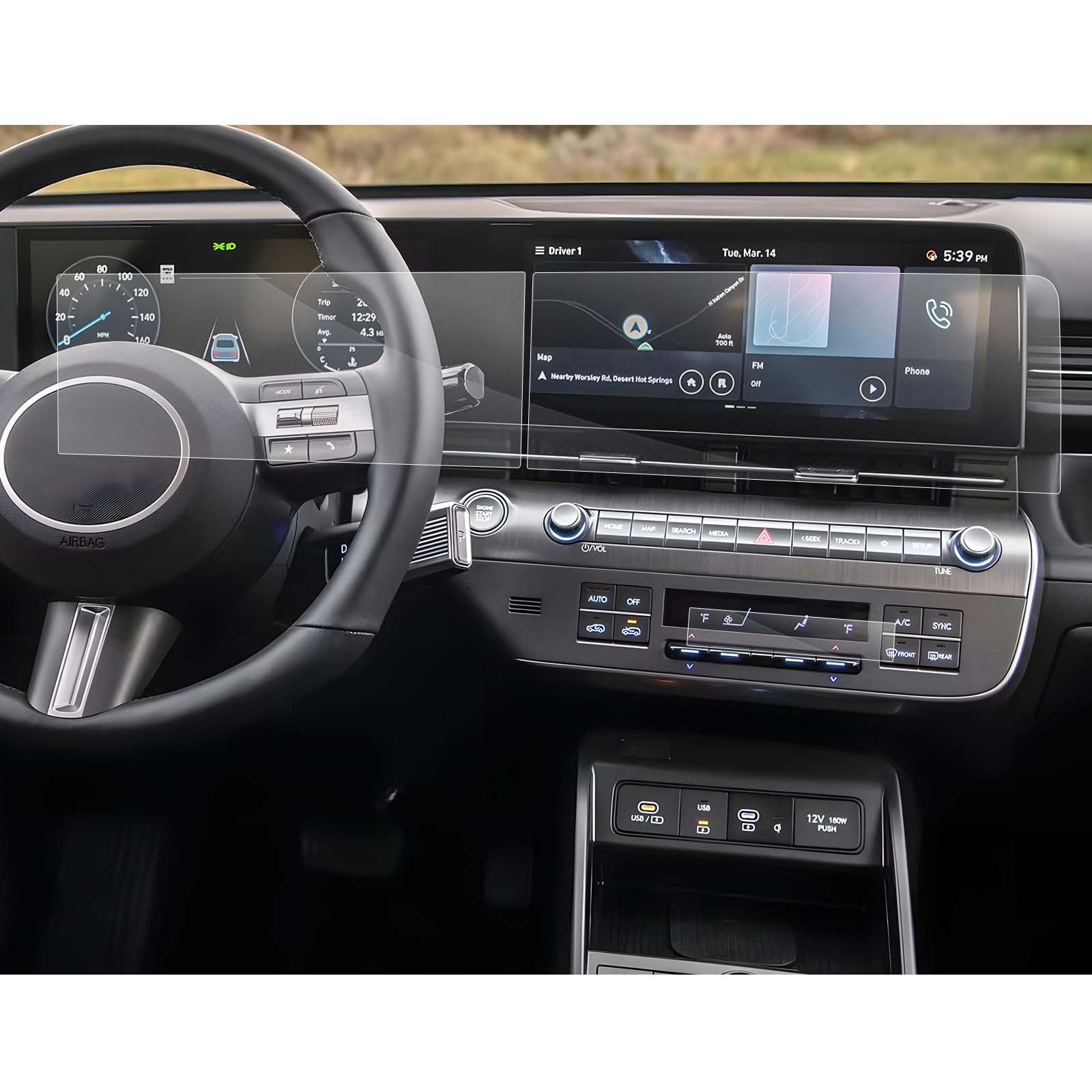 Sxcy For 2024 2025 Hyundai Kona Accessories (Se Sel Limited N Line) 2024 2025 Kona Instrument+Gps+Climate Touch Screen Protector[2+2+2 Pcs Apart Nano Protector]