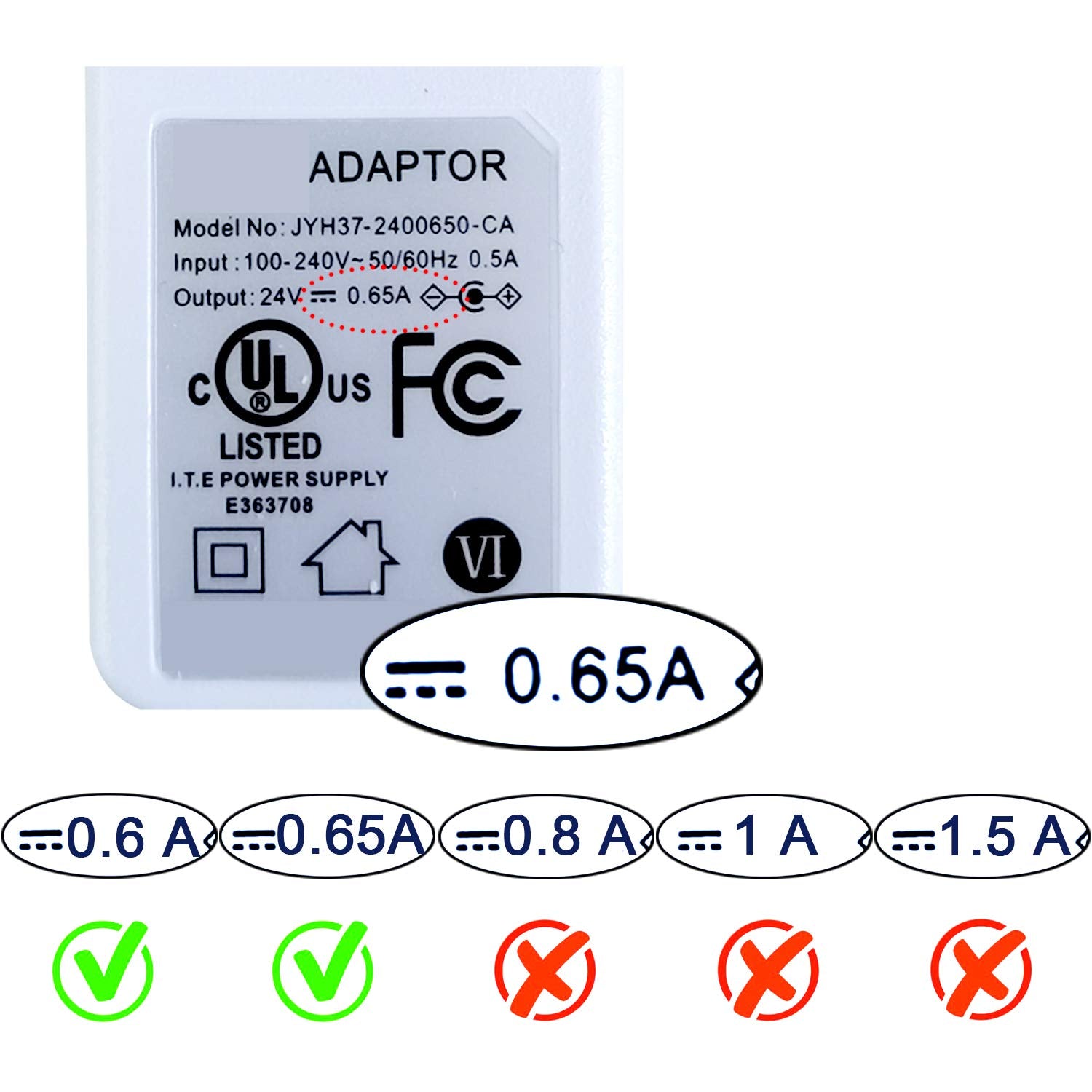 Samyo 24V 0.65A Ac To Dc Adaptor Switching Power Supply Replacement Cord Cable For 100Ml / 120Ml / 300Ml / 500Ml Essential Oil D