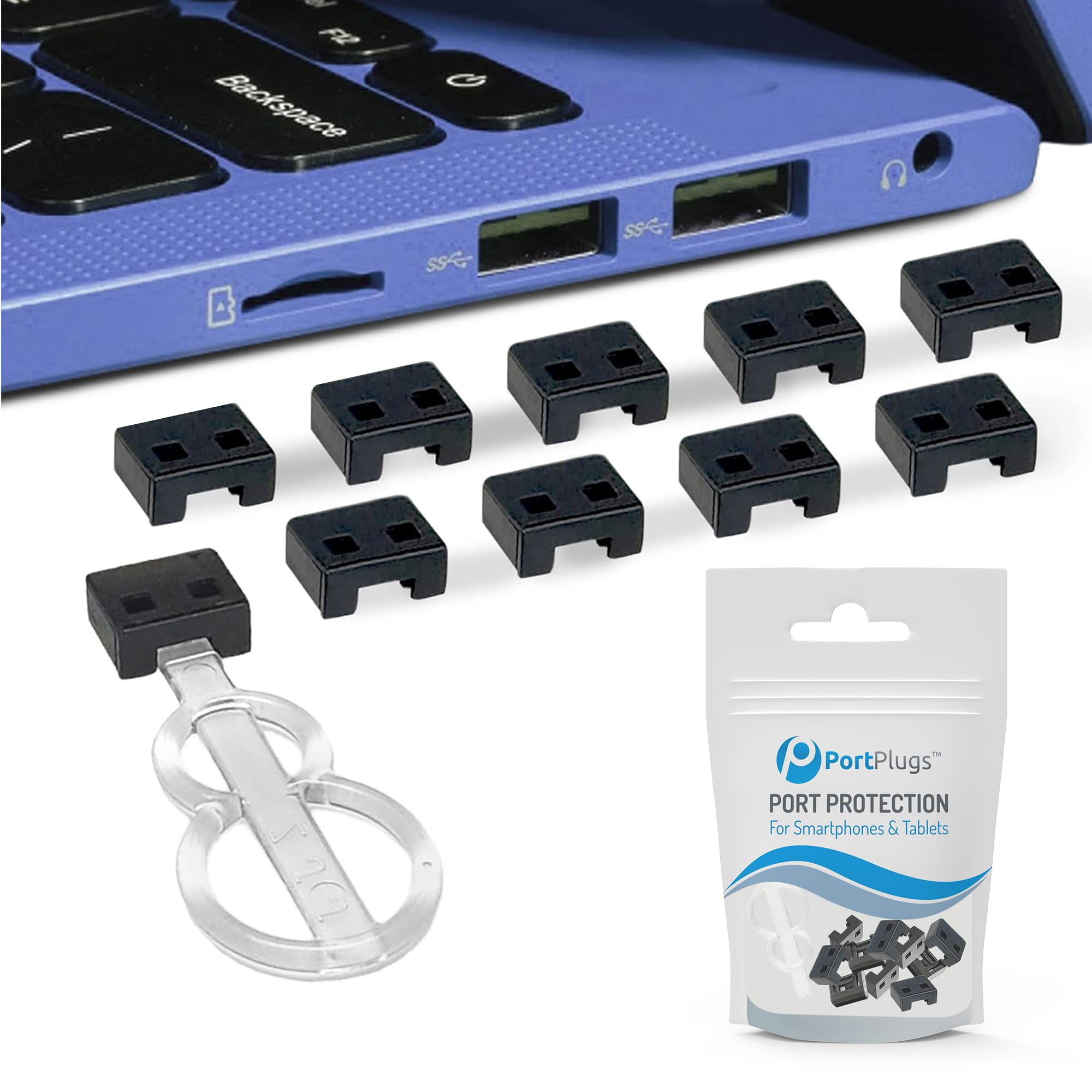 Portplugs Usb A Port Blockers (10 Pack) Key Lock Usb Security   Removable Type A Locks For Pc, Laptop & Notebook Data Protection
