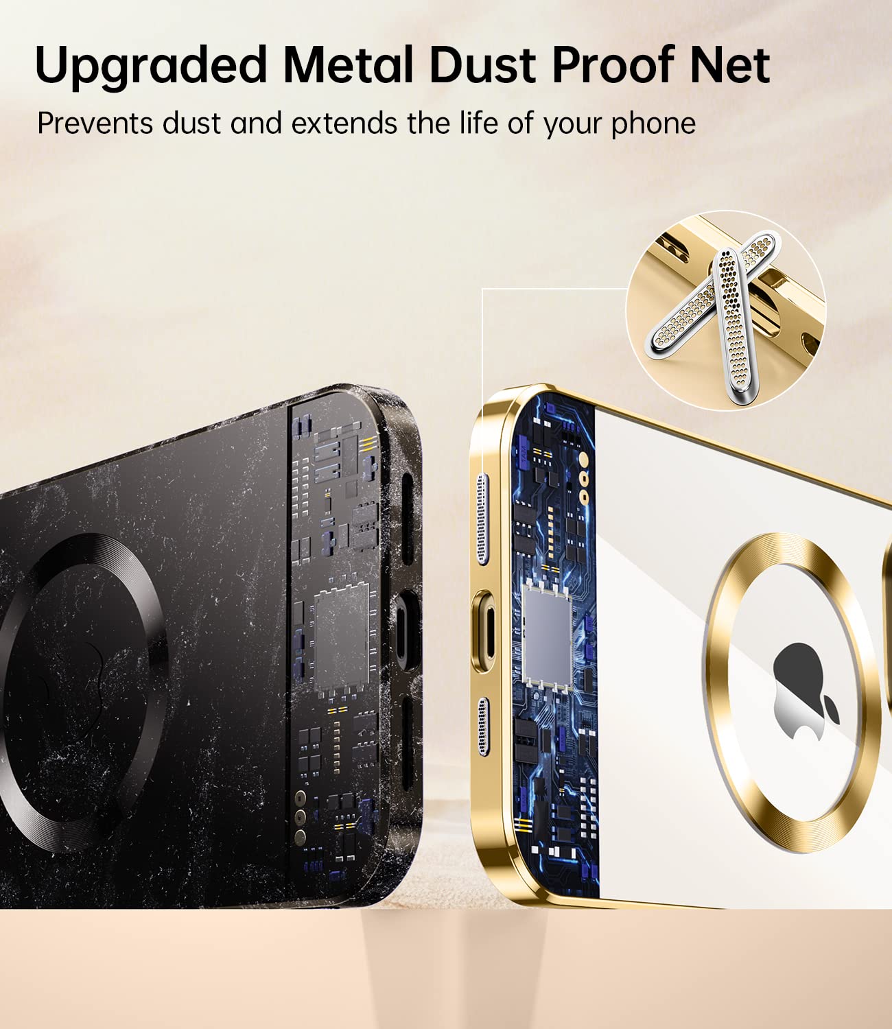 Jueshituo Magnetic Clear For Iphone 12 Case With Exlusive Build In Camera Cover [No.1 Strong N52 Magnets] [Compatible With Magsa