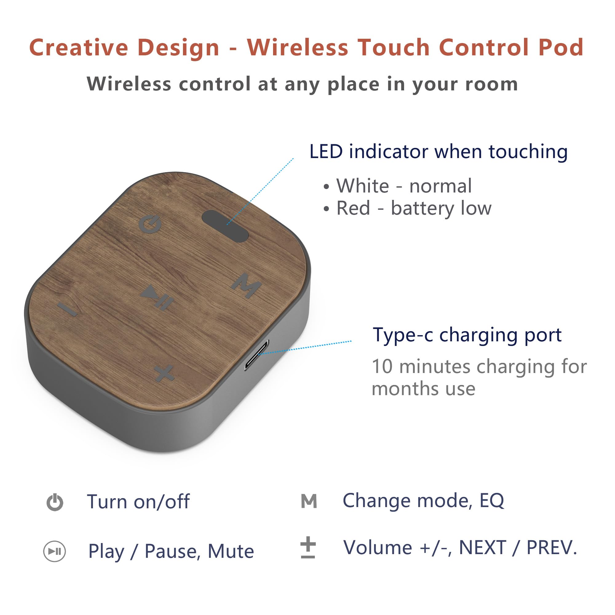 Keiid Bluetooth Computer Speakers With Wireless Touch Control Pod For Pc Laptop/Desktop Wireless Stereo Gaming Speakers, 4 Eq Mo