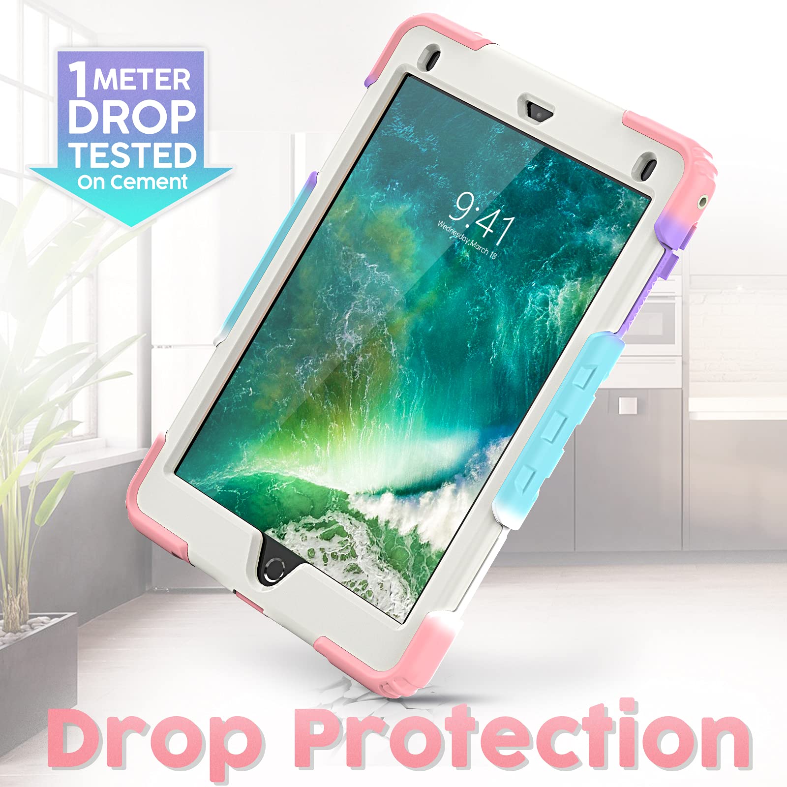 Timecity Kids Case For Ipad 6Th/5Th Generation (9.7 Inch, 2018/2017), Ipad Air 2, Full Body Rugged Case With Screen Protector, S